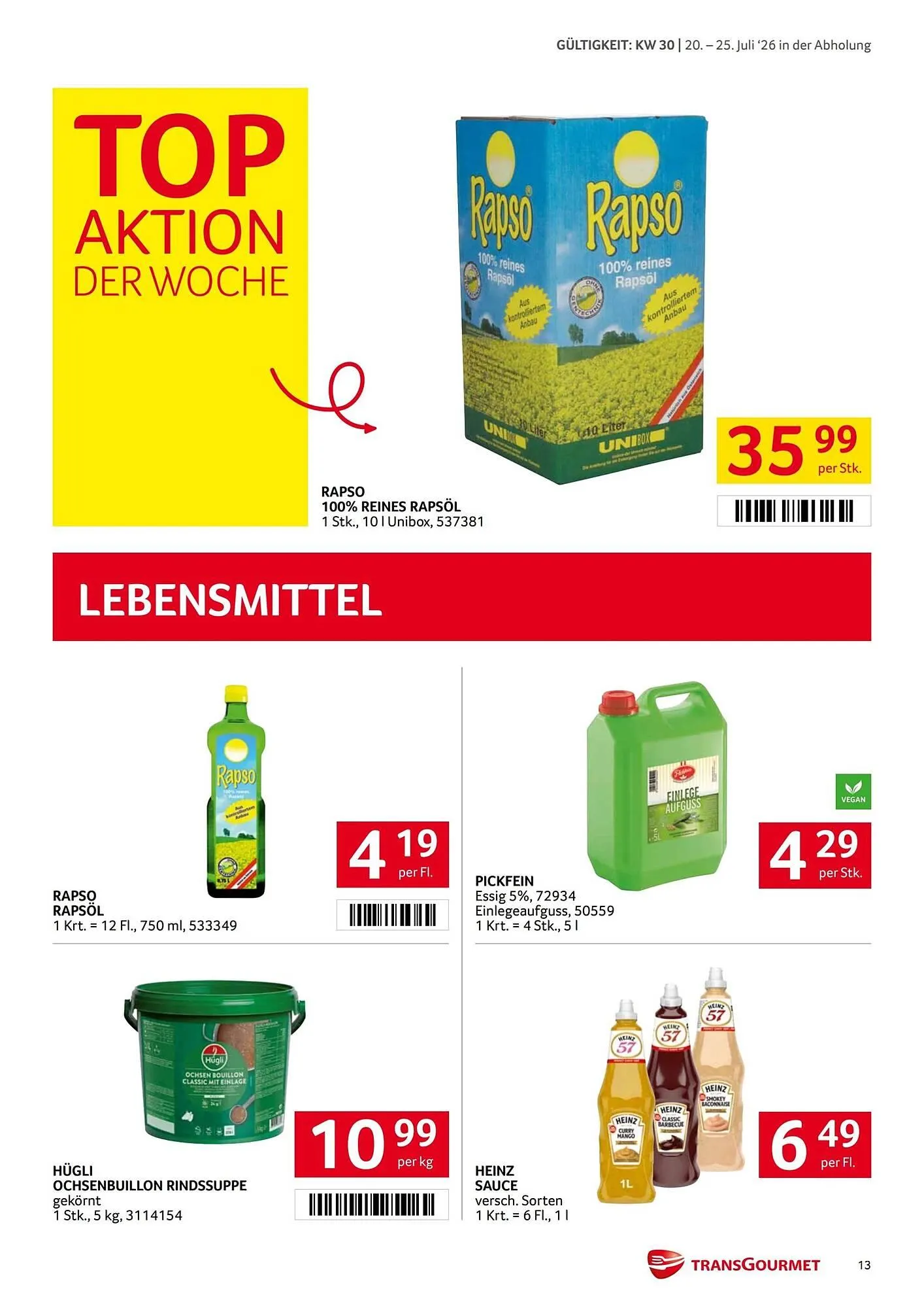 Transgourmet Flugblatt von 20. Juli bis 25. Juli 2026 - Flugblätt seite  12
