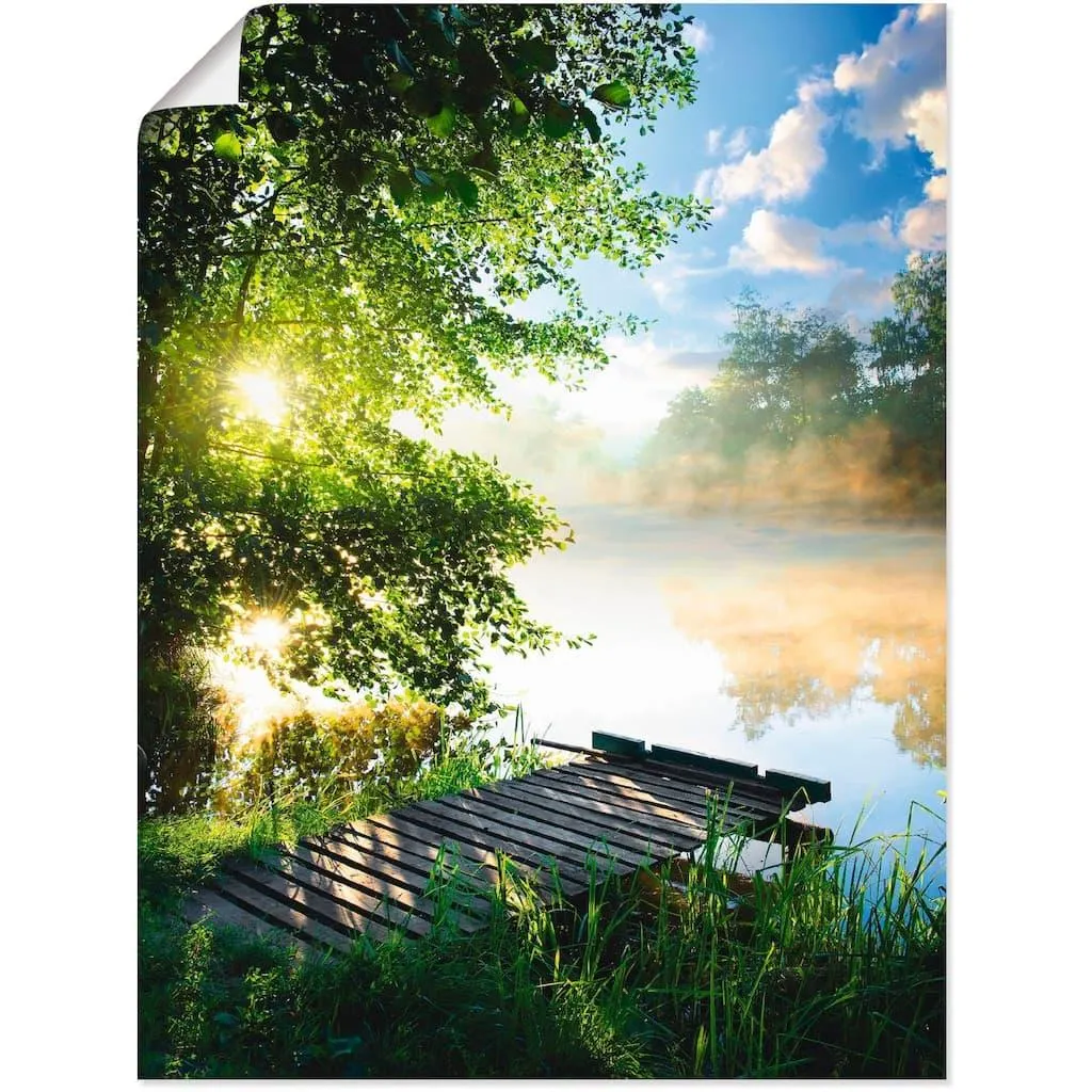 Artland Wandbild »Angelsteg am Morgen« Gewässer 1 Stk. tlg. als Alubild, Leinwandbild, Poster in verschied. Größen