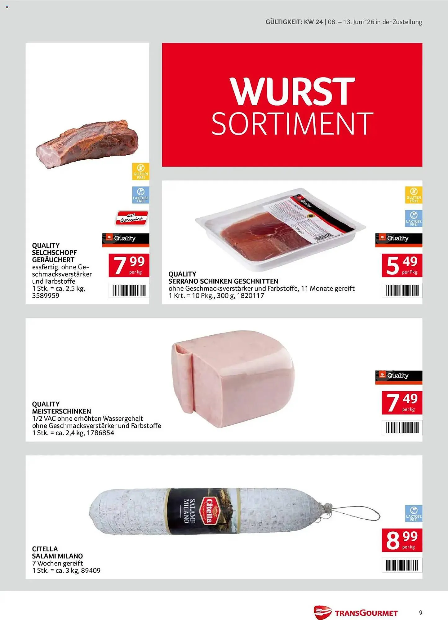 Transgourmet Flugblatt von 8. Juni bis 13. Juni 2026 - Flugblätt seite  9