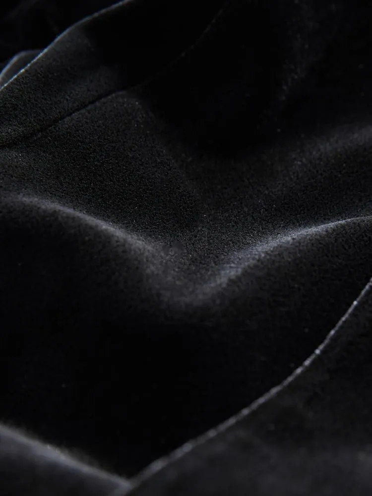 Schwarz - Einreihiger Samtblazer