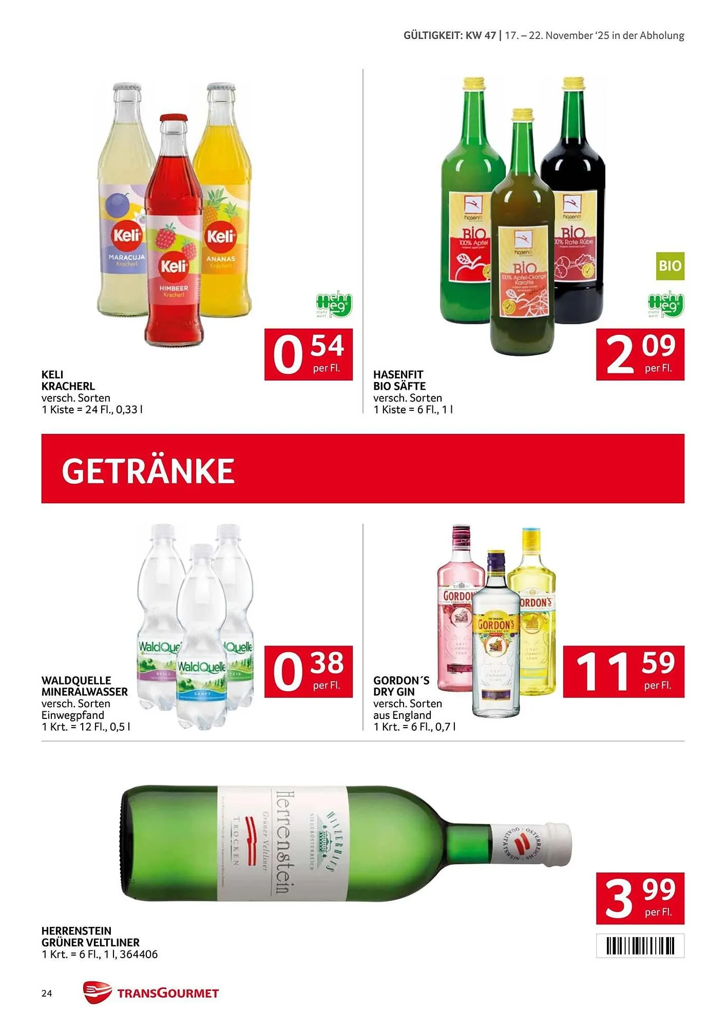 Transgourmet Flugblatt von 17. November bis 23. November 2025 - Flugblätt seite  24