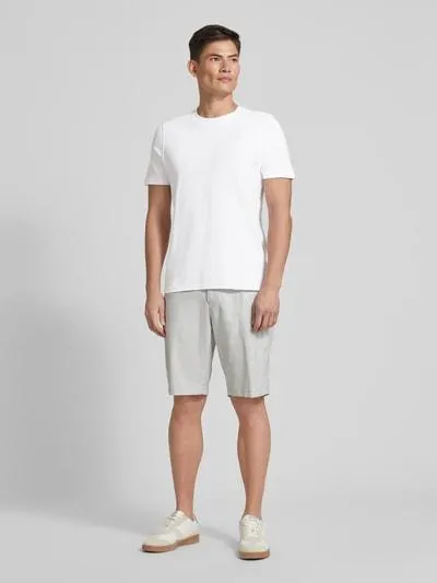 T-Shirt mit geripptem Rundhalsausschnitt in weiss