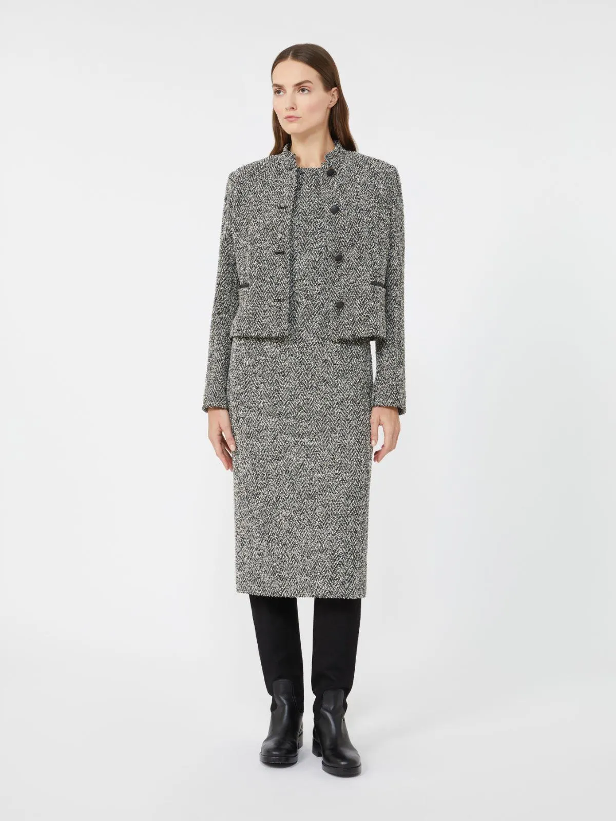 Midi-Kleid aus Bouclé-Jersey - Schwarz