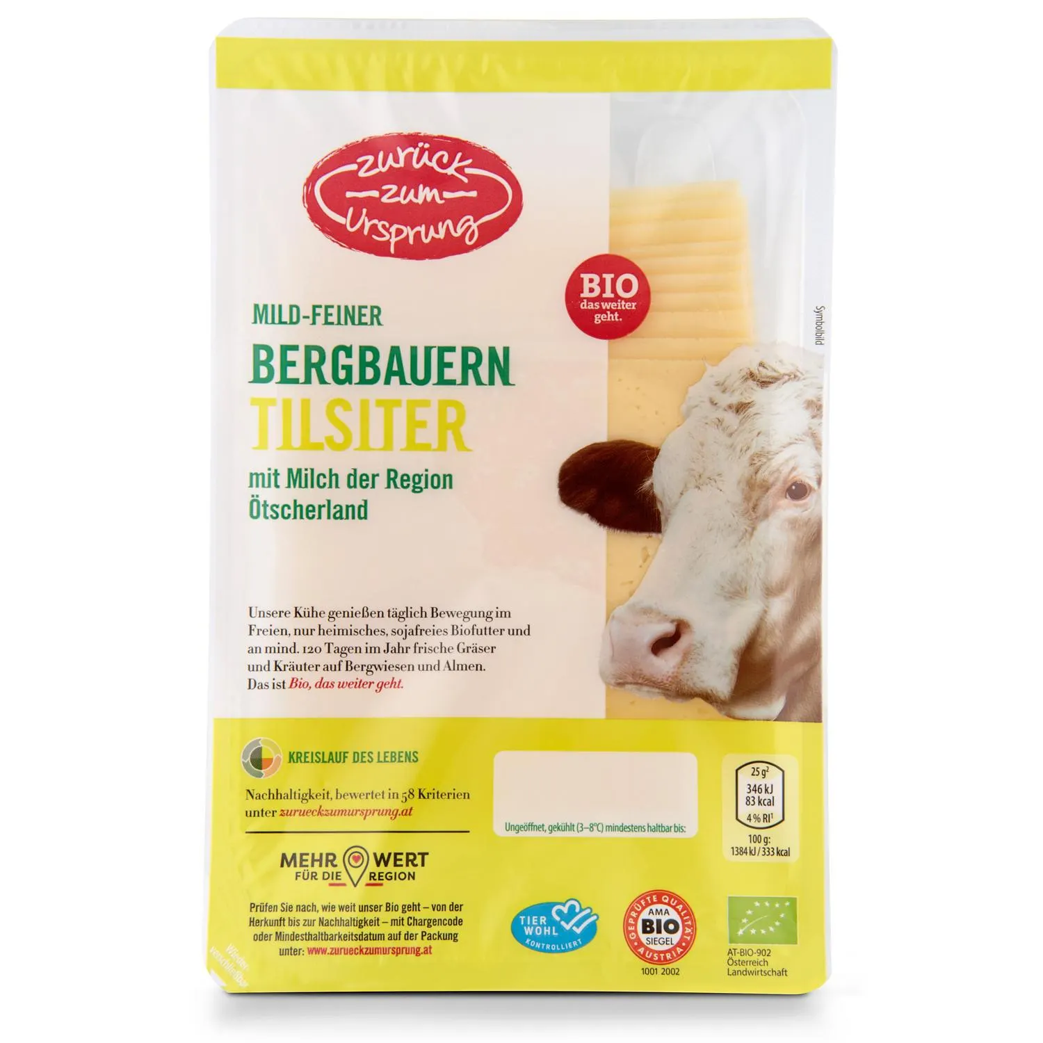 ZURÜCK ZUM URSPRUNG BIO-Bergbauern Feine Scheiben, Tilsiter