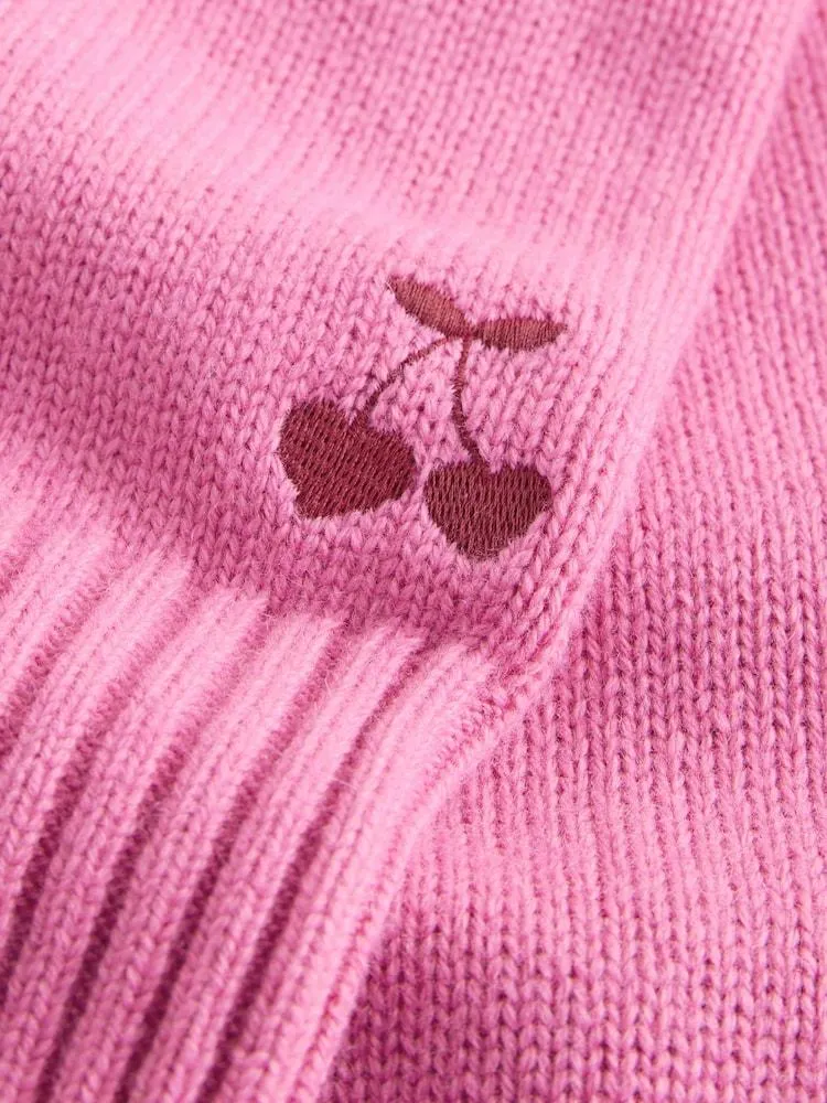 Hellpink Kuchen - Langarm-Pullover mit Rundhalsausschnitt und Wolle