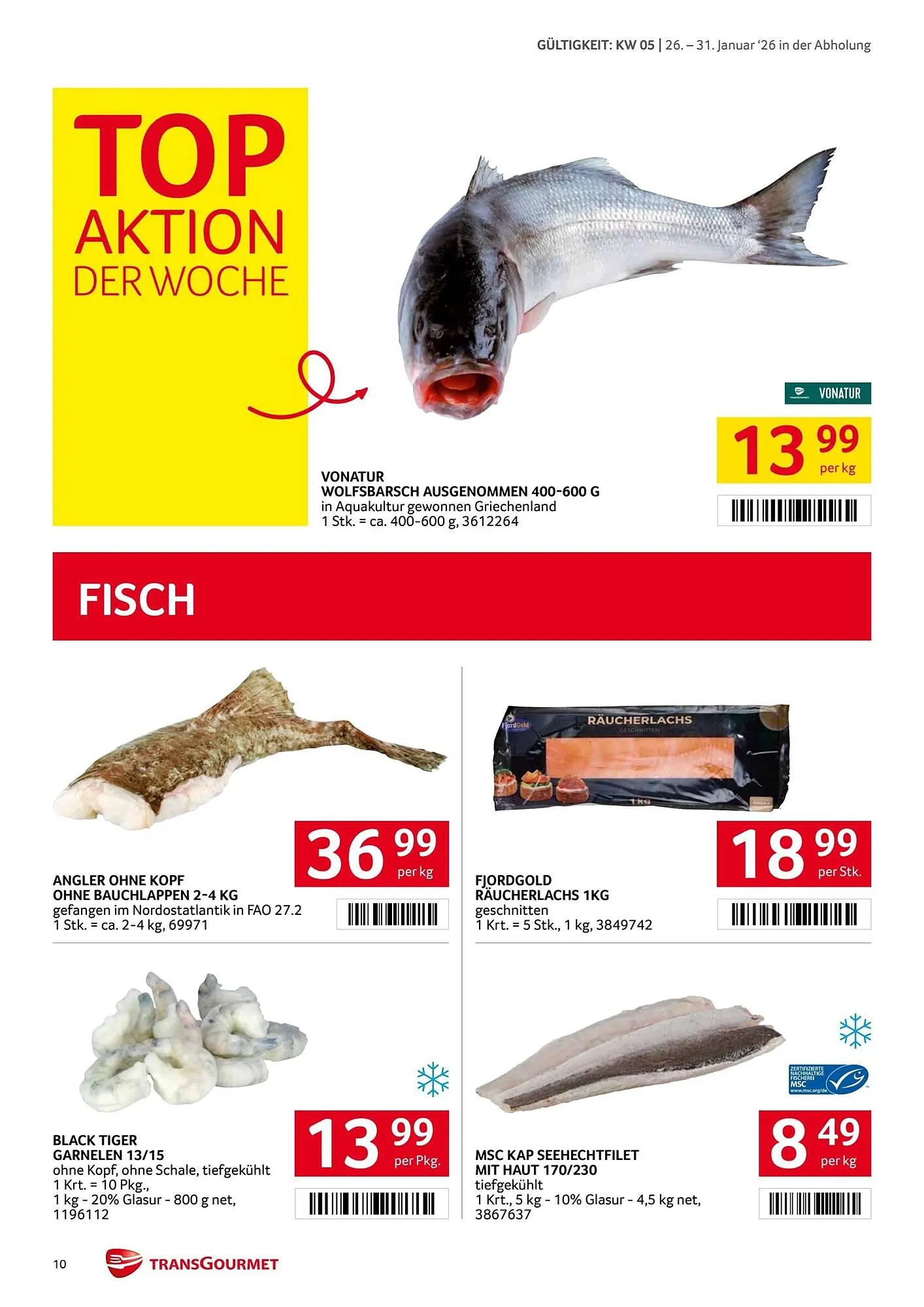Transgourmet Flugblatt von 26. Jänner bis 31. Jänner 2026 - Flugblätt seite  10