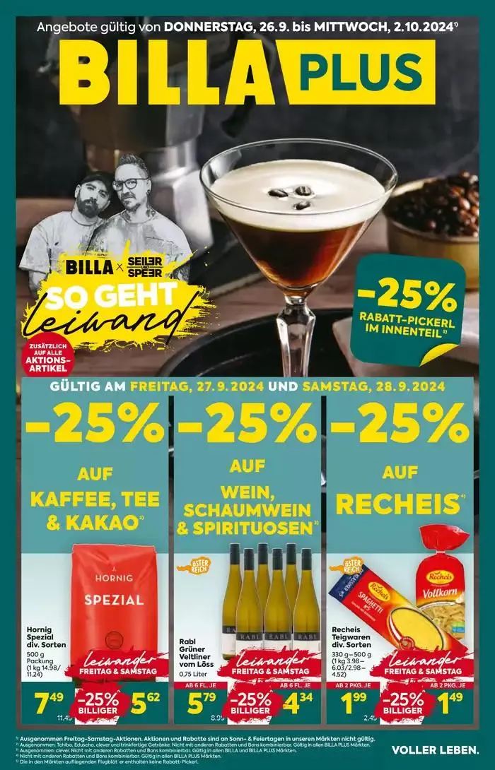 BILLA PLUS Flugblatt von 26. September bis 10. Oktober 2024 - Flugblätt seite  1
