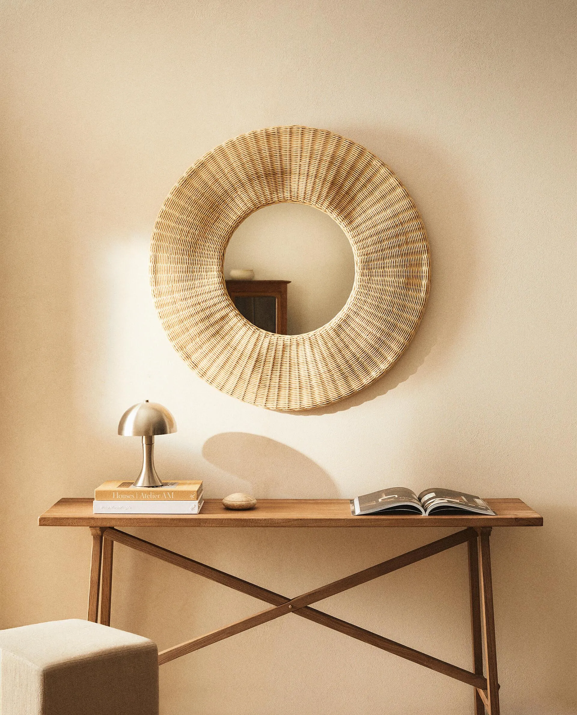 SPECCHIO PARETE ROTONDO RATTAN