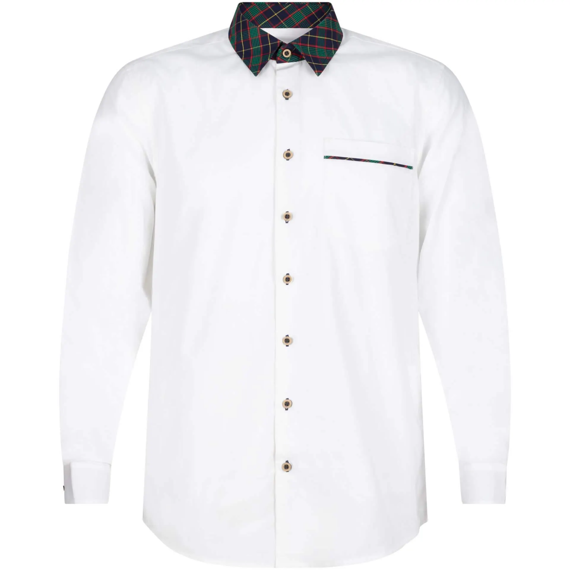 Herren Hemd "Kärnten", Klassischer Kragen, Karo, Weiß