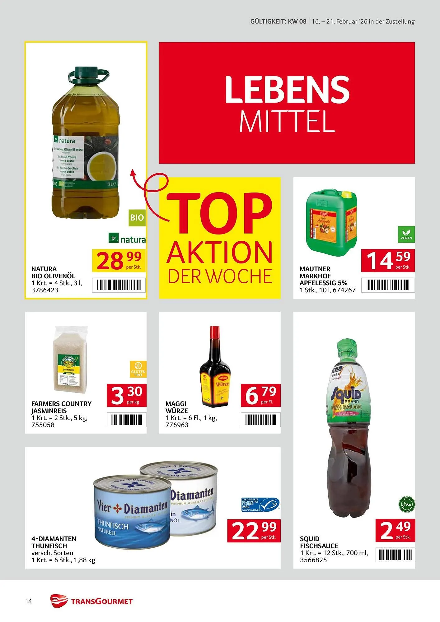Transgourmet Flugblatt von 16. Februar bis 21. Februar 2026 - Flugblätt seite  16