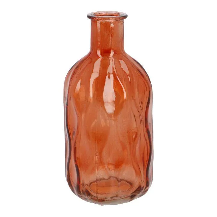 Flaschenvase Wellen, orange, 12 cm