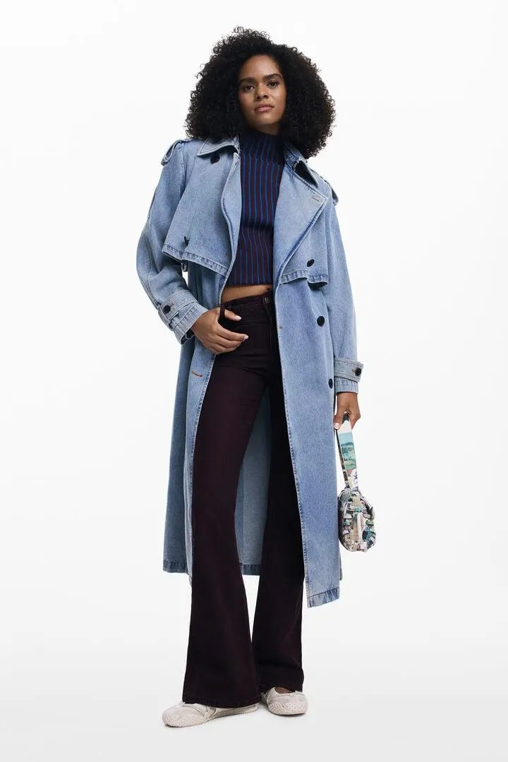 Denim-Trenchcoat mit Gürtel