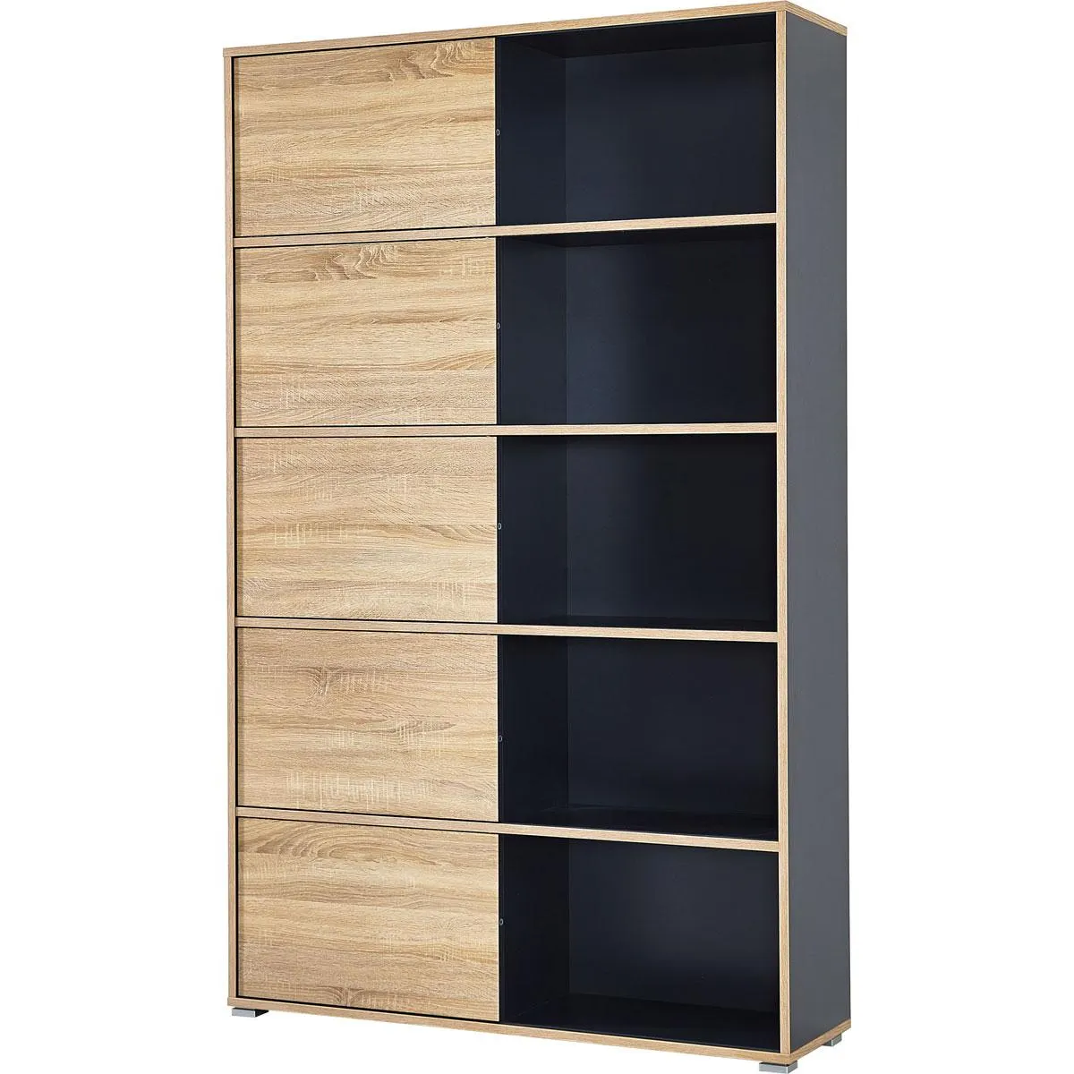 Schiebetürregal 120 x 196 x 35 cm anthrazit/Sonoma Eiche