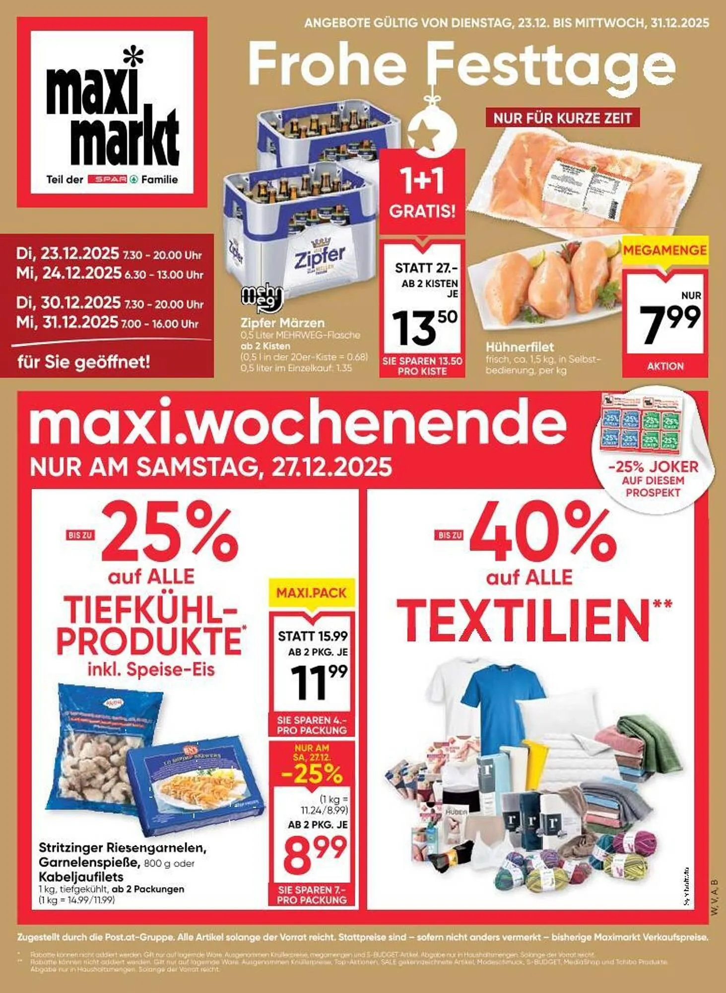 Maximarkt Flugblatt von 23. Dezember bis 31. Dezember 2025 - Flugblätt seite  1