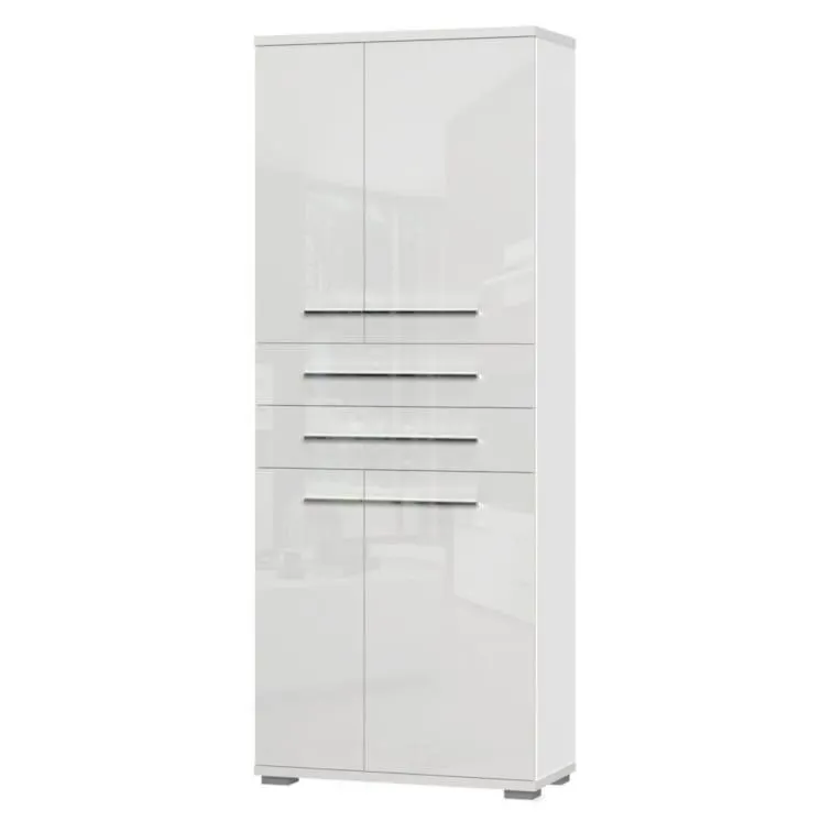 Steiner Shopping Schrank Garim 48, Farbe: Weiß Hochglanz - Abmessungen: 194 x 76 x 35 cm (H