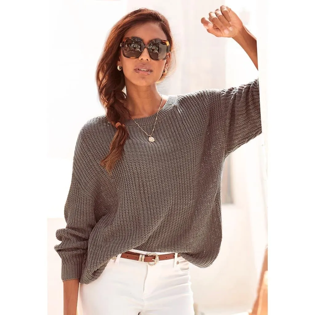 LASCANA Strickpullover mit überschnittenen Schultern, lässiger Damenpullover, Basic