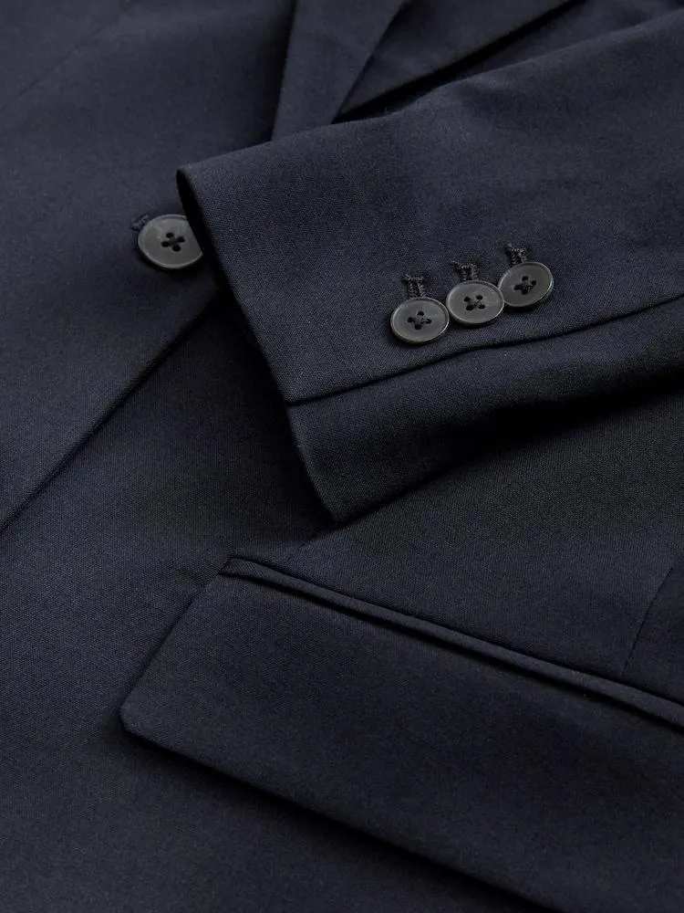 Marineblau/blau - Tailored einreihiger Blazer mit Wolle