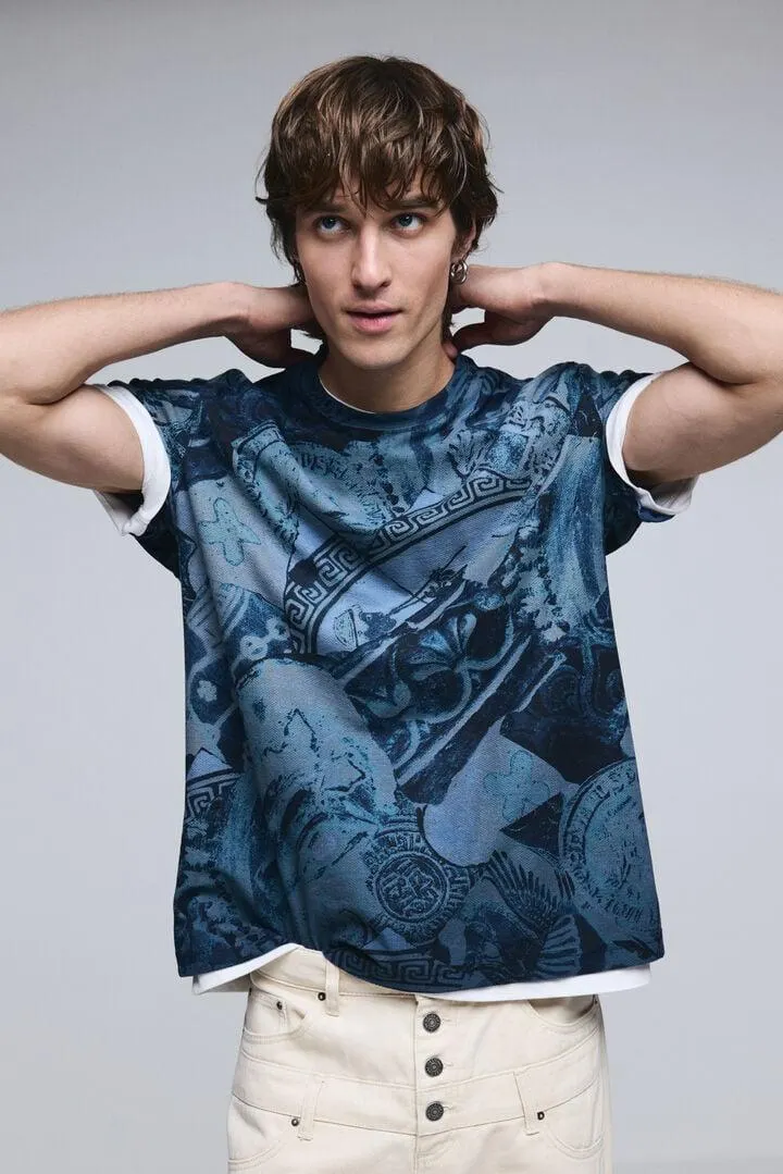 Kurzarm-T-Shirt mit Mosaikmuster