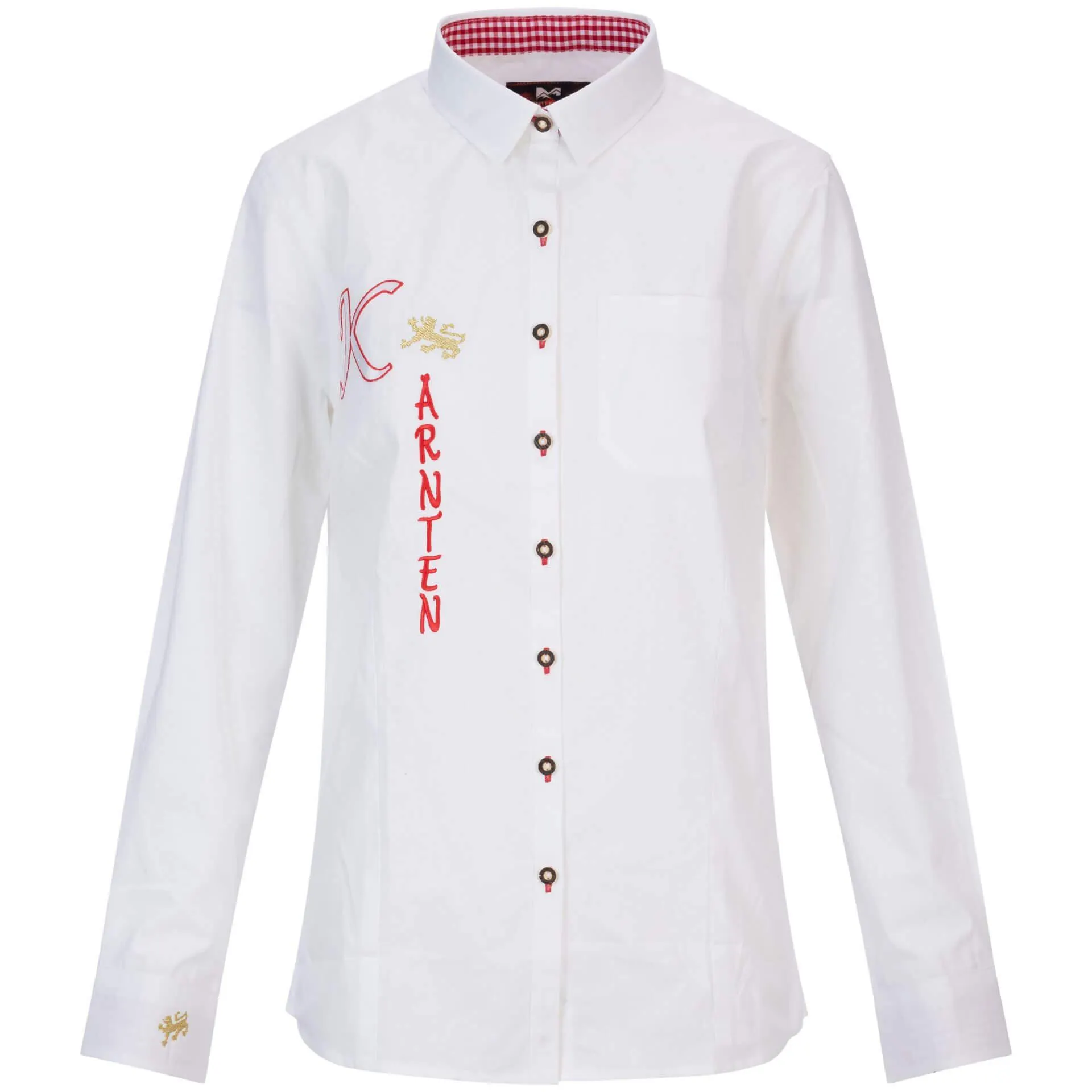 Damen Bluse "Kärnten", Langarm, Mit Schriftzug, Weiß