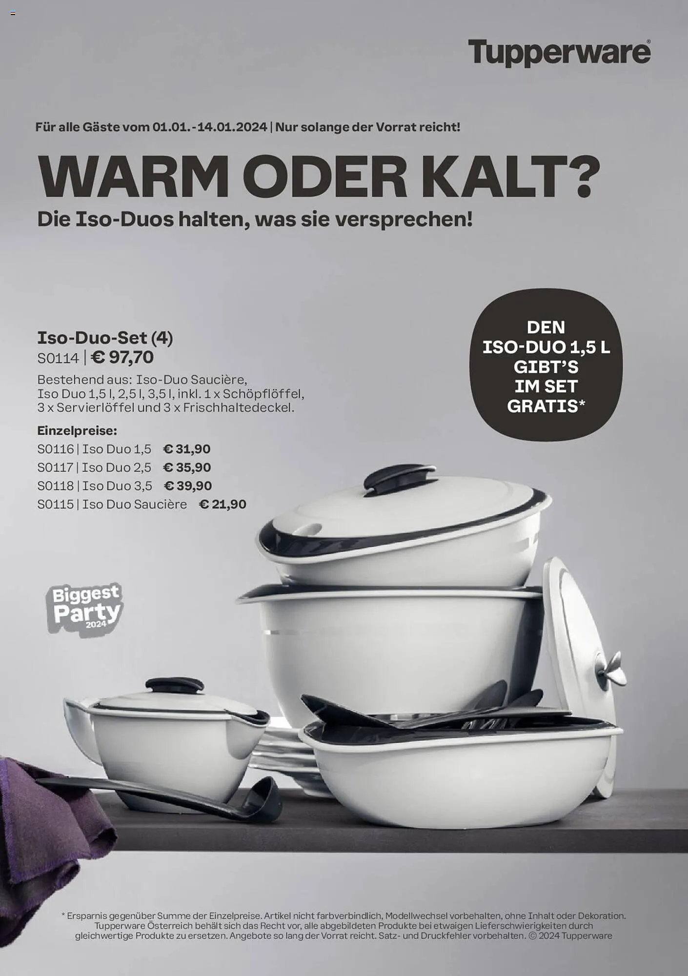 Tupperware Flugblatt von 1. Jänner bis 14. Jänner 2024 - Flugblätt seite  