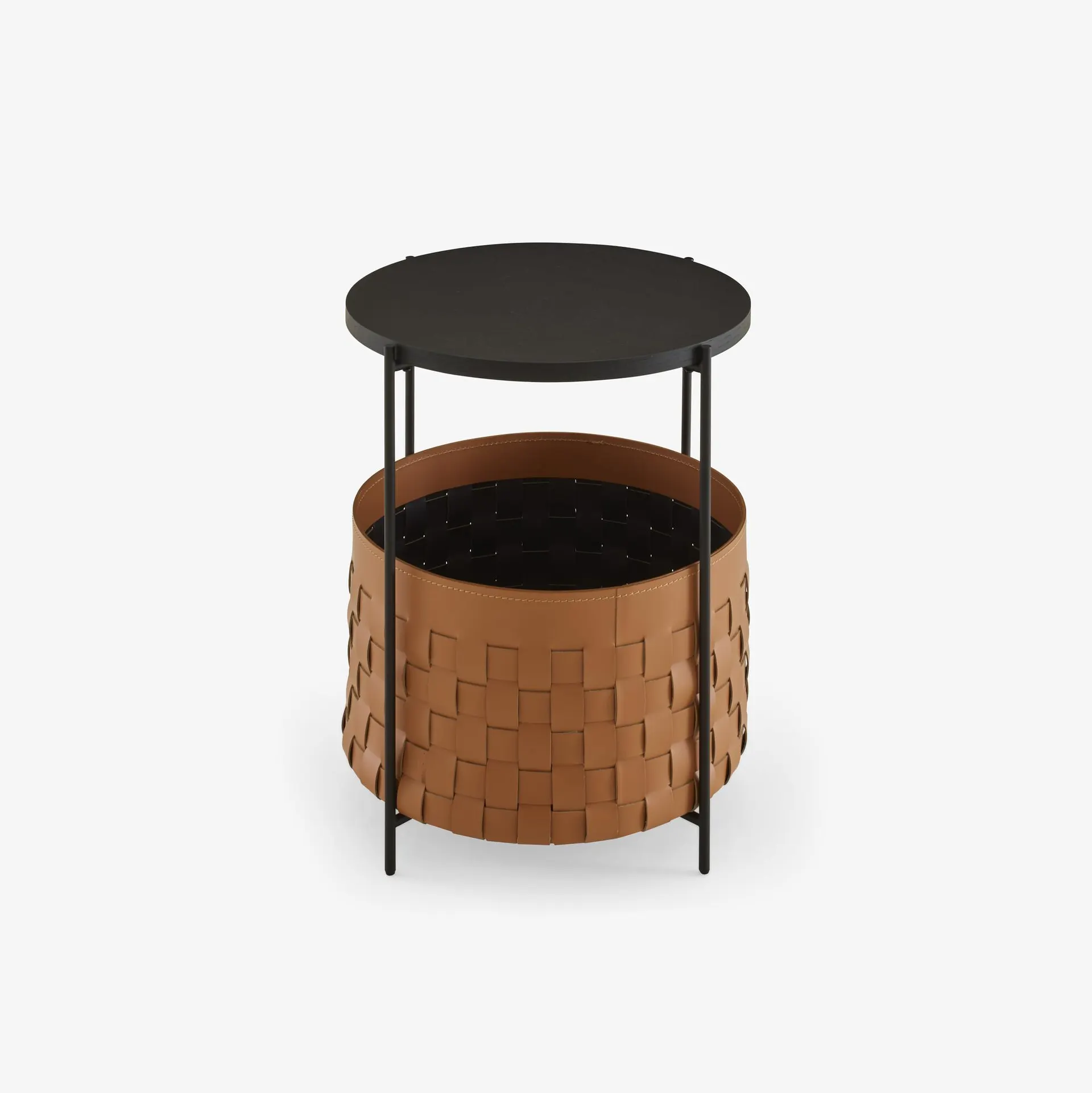 NACHTTISCH REGENERIERTES LEDER NATUR INNENRAUM SCHWARZ