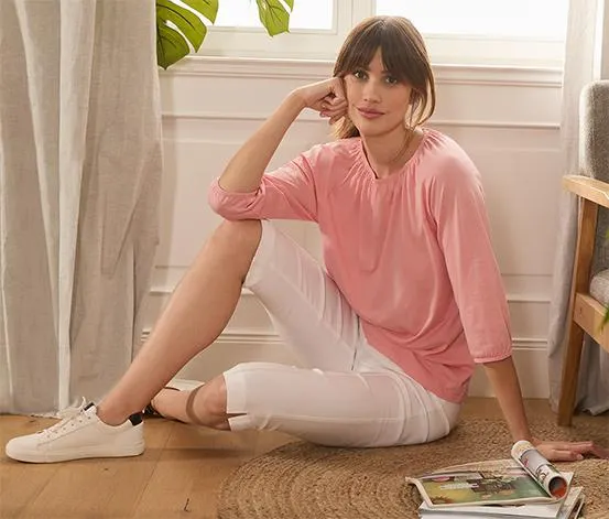 Shirt mit 3/4-Arm, koralle