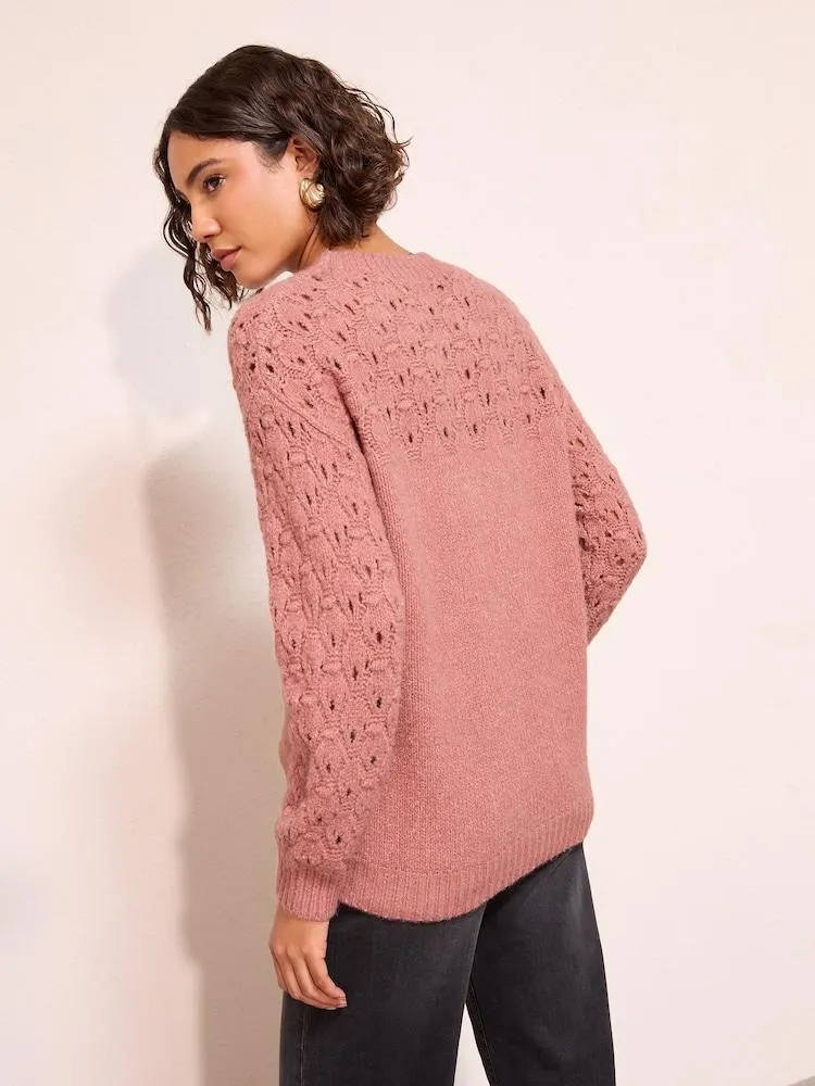 Pink - Friends Like These – Pullover mit Lochstickerei
