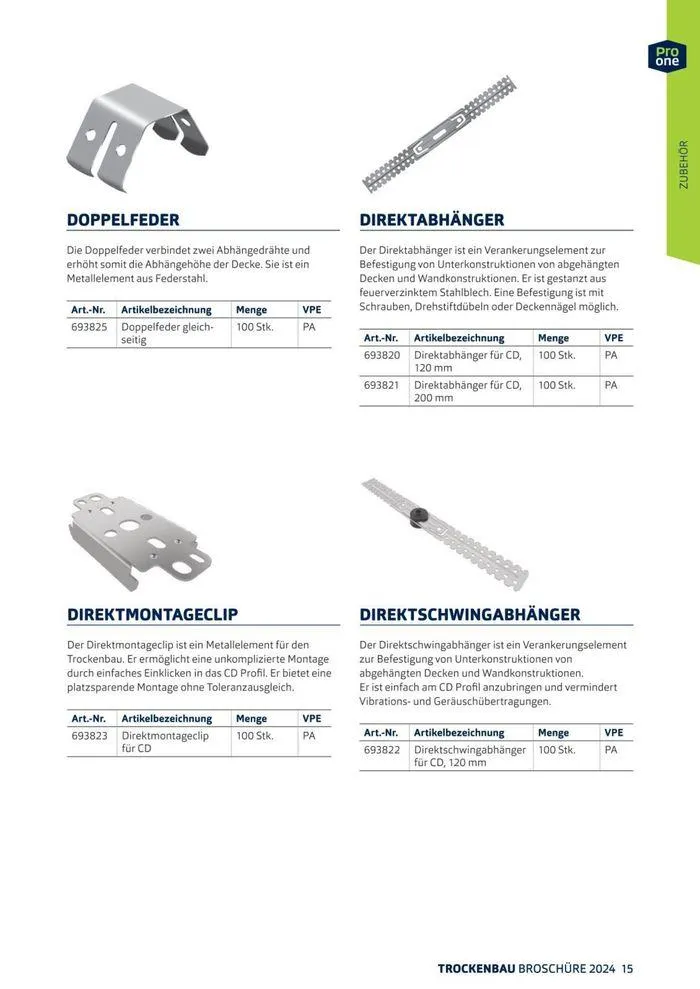 ProOne Trockenbaubroschuere 2024 von 21. Februar bis 31. Dezember 2024 - Flugblätt seite  15