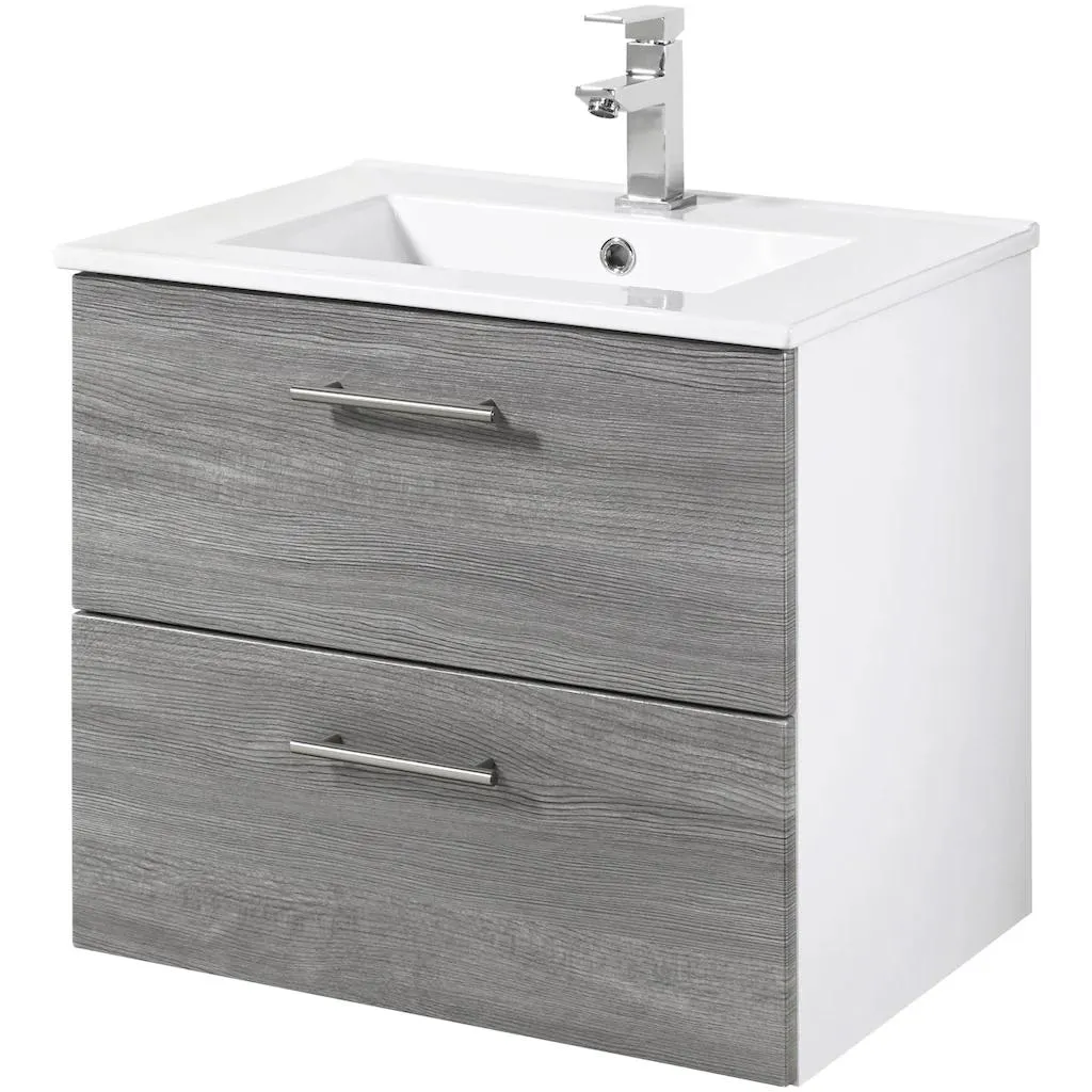 HELD MÖBEL Waschtisch »Trento in verschiedenen Ausführungen inkl. Waschbecken«, Badmöbel in Breite 60 cm, Badschrank Waschplatz mit 2 Schubladen