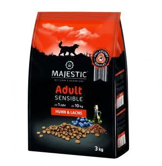 MAJESTIC Hund Adult Sensible 3 kg Beutel mit Huhn und Lachs