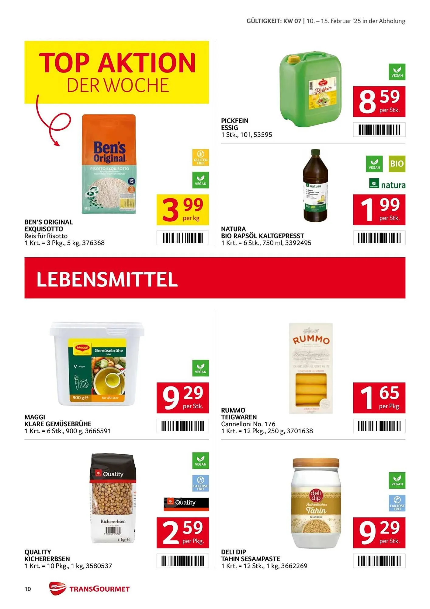 Transgourmet Flugblatt von 10. Februar bis 16. Februar 2025 - Flugblätt seite 10