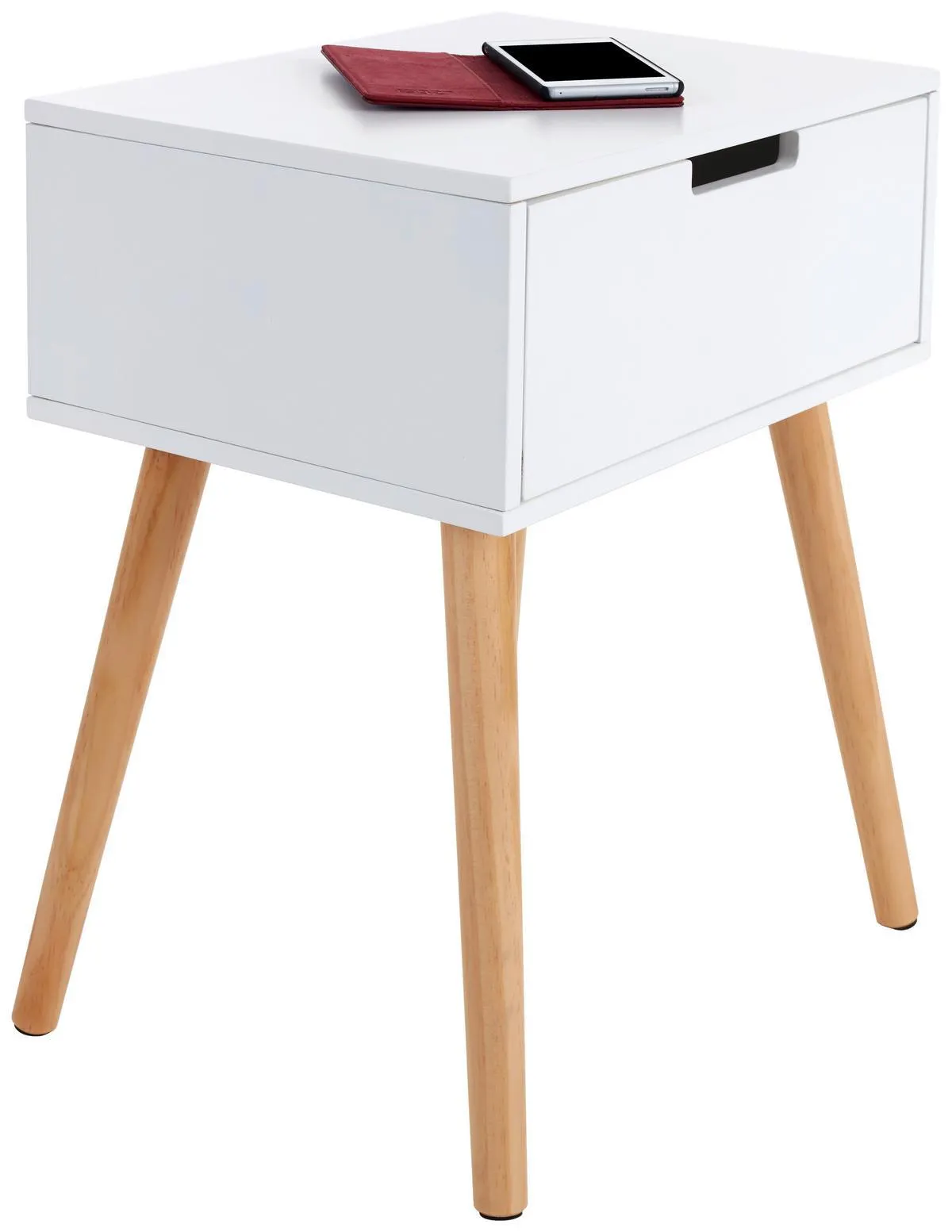 Livetastic Nachtkästchen Weiß/Kiefer teilmassiv H: 52 cm Levi