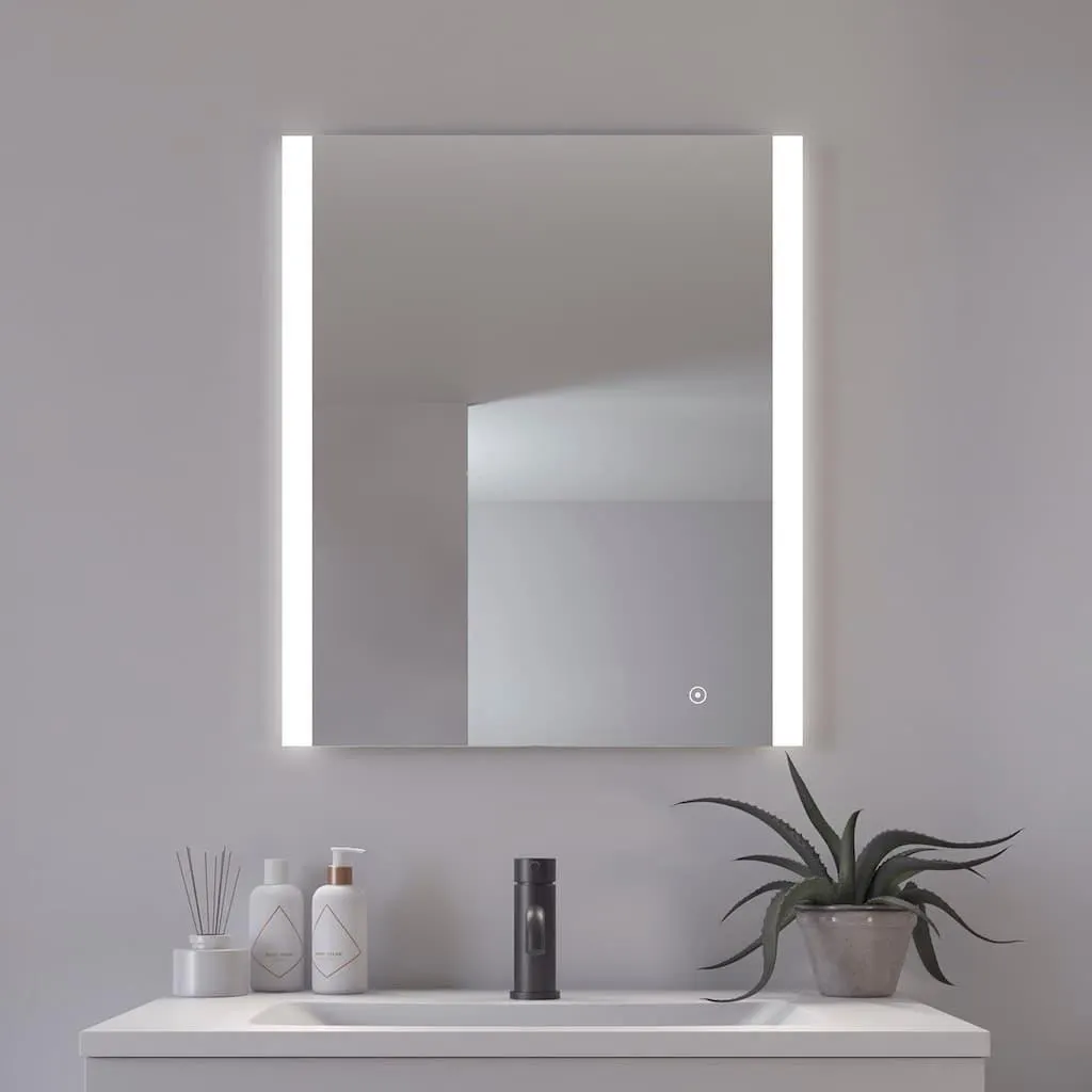 Loevschall Badspiegel »Vega Quadratisch, Badzimmerspiegel mit LED Beleuchtung, Lichtspiegel« Touchpanel für Lichtsteuerung, Dimmbar Spiegel, Dänisches Design