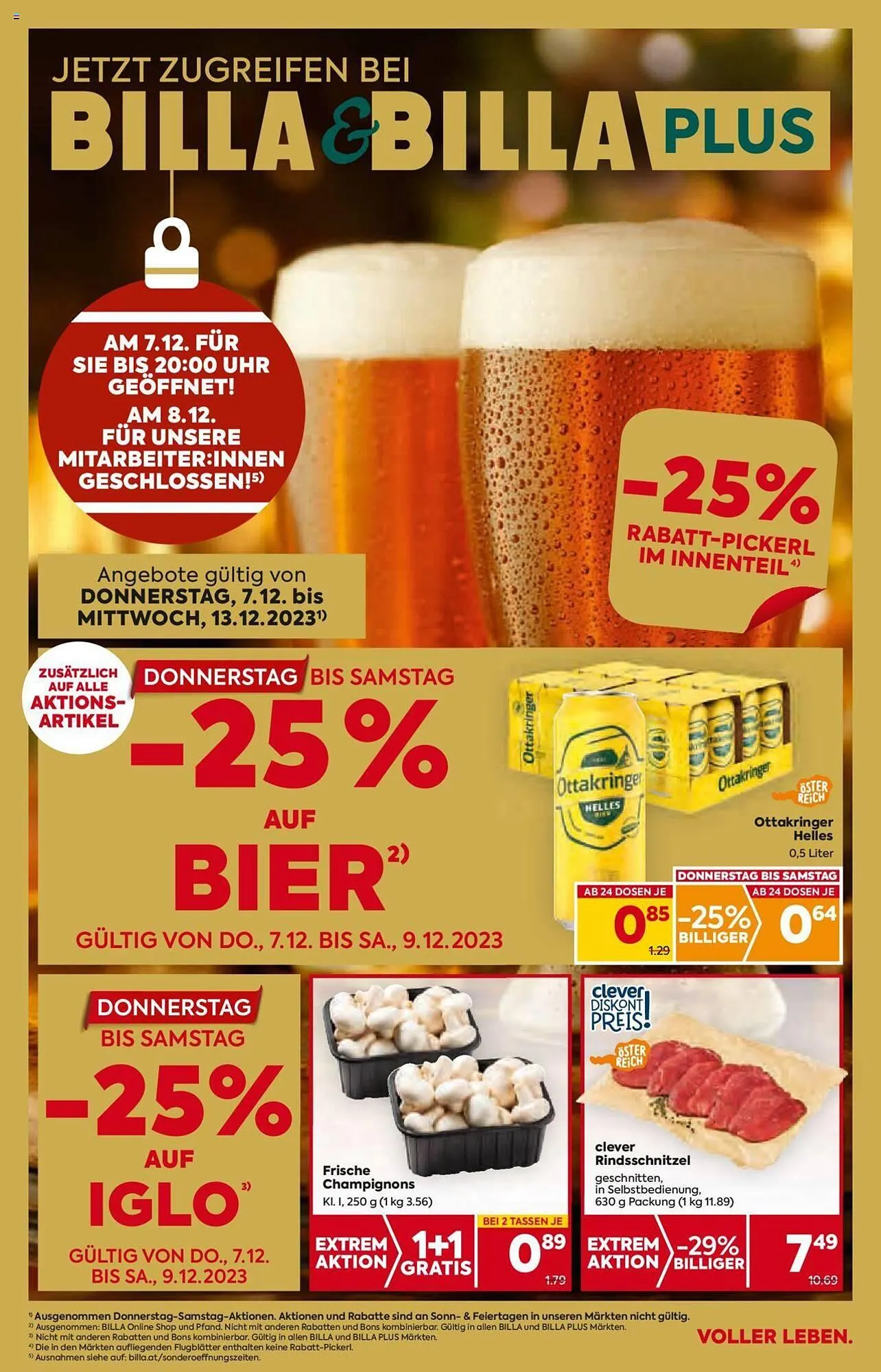 Billa Flugblatt von 7. Dezember bis 13. Dezember 2023 - Flugblätt seite 1