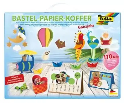 folia Bastelpapier-Koffer "Allgemein", 110-teilig