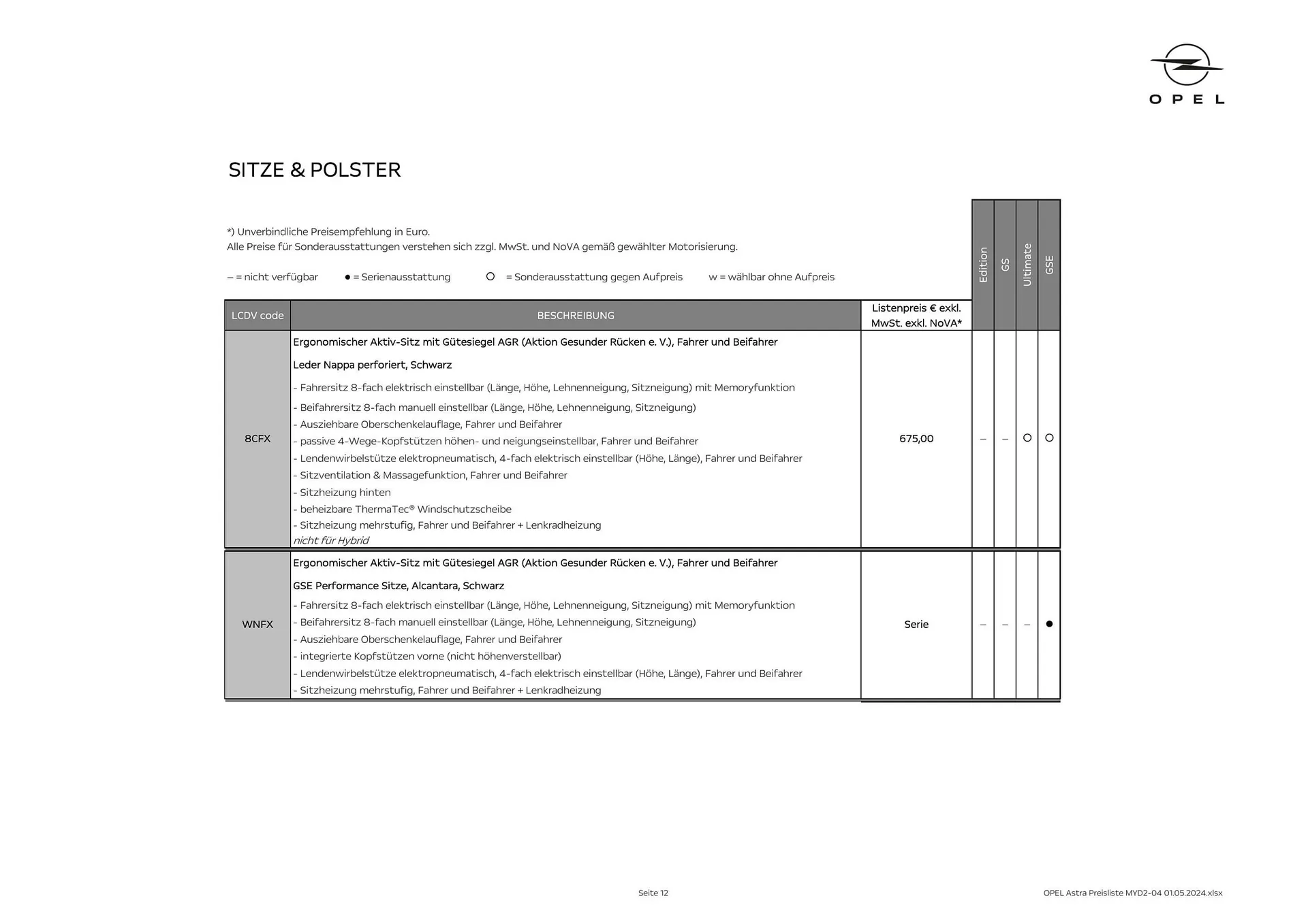 Opel Astra Flugblatt von 16. Mai bis 15. Mai 2025 - Flugblätt seite  12