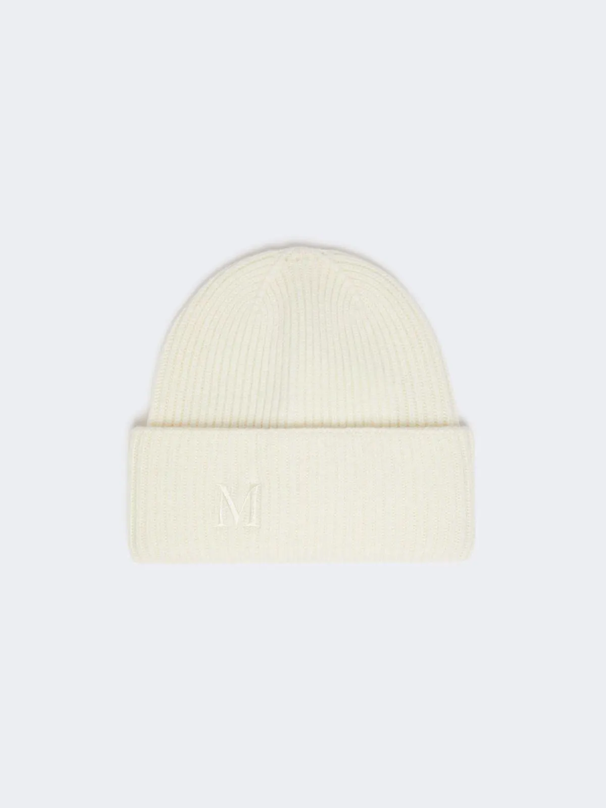 Rippstrickmütze aus Kaschmir - Weiss
