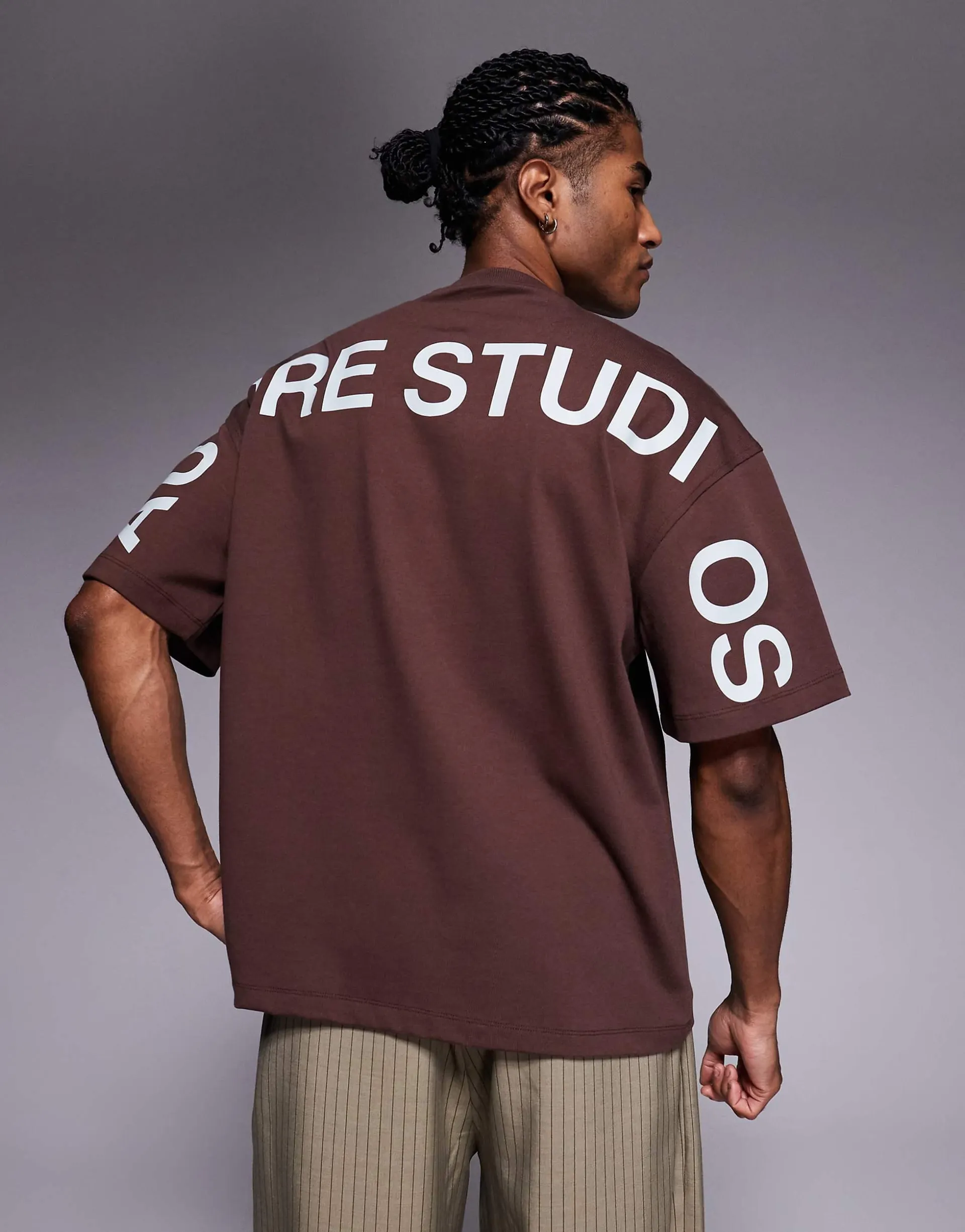 River Island 'studios' t-shirt in washed brown