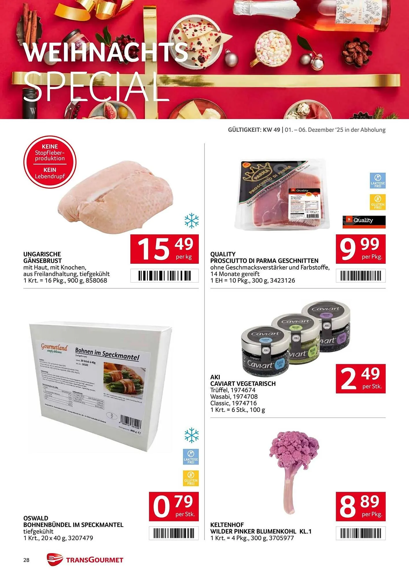 Transgourmet Flugblatt von 1. Dezember bis 7. Dezember 2025 - Flugblätt seite  28