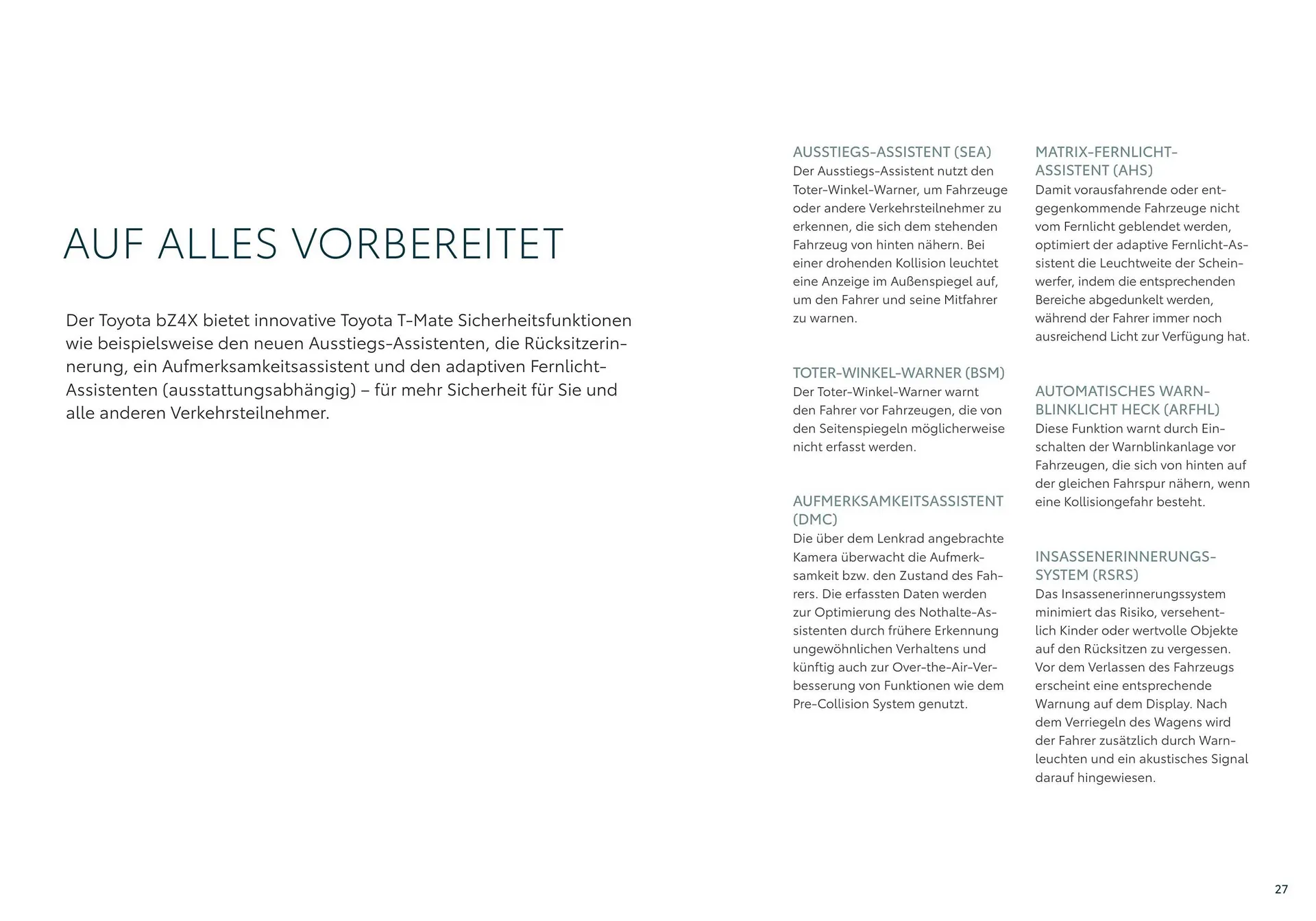 Toyota bZ4X Flugblatt von 11. Juli bis 9. Jänner 2025 - Flugblätt seite  27