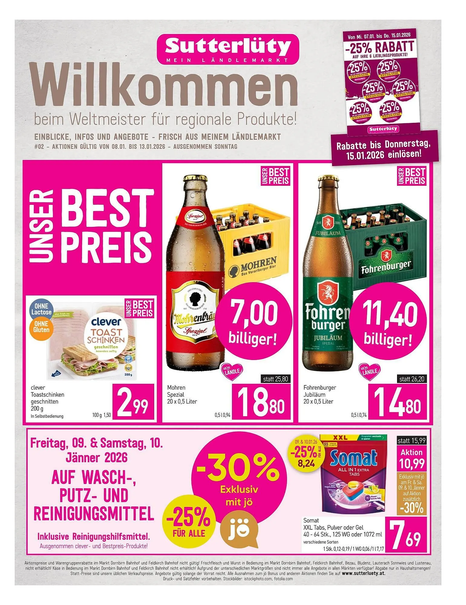 Sutterlüty Flugblatt von 8. Jänner bis 13. Jänner 2026 - Flugblätt seite  1
