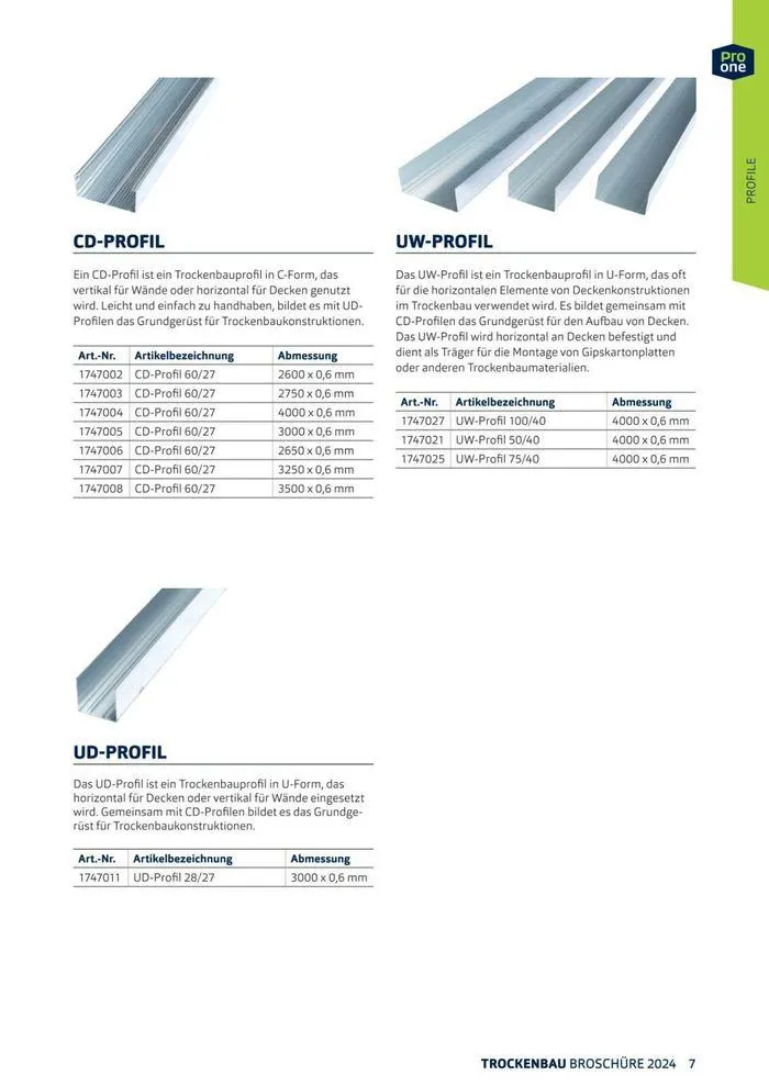 ProOne Trockenbaubroschuere 2024 von 21. Februar bis 31. Dezember 2024 - Flugblätt seite  7