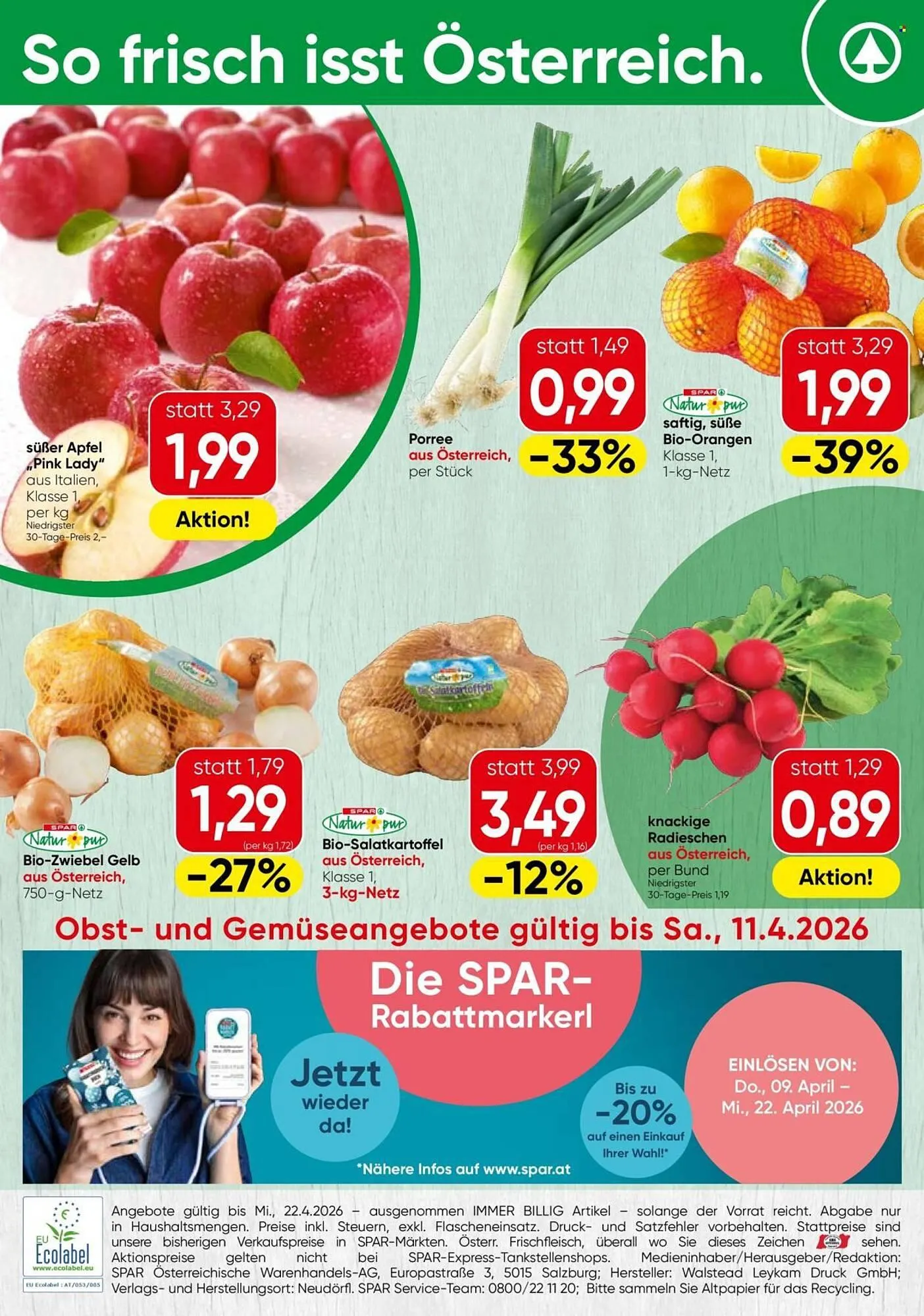 Spar Flugblatt von 6. April bis 11. April 2026 - Flugblätt seite  1