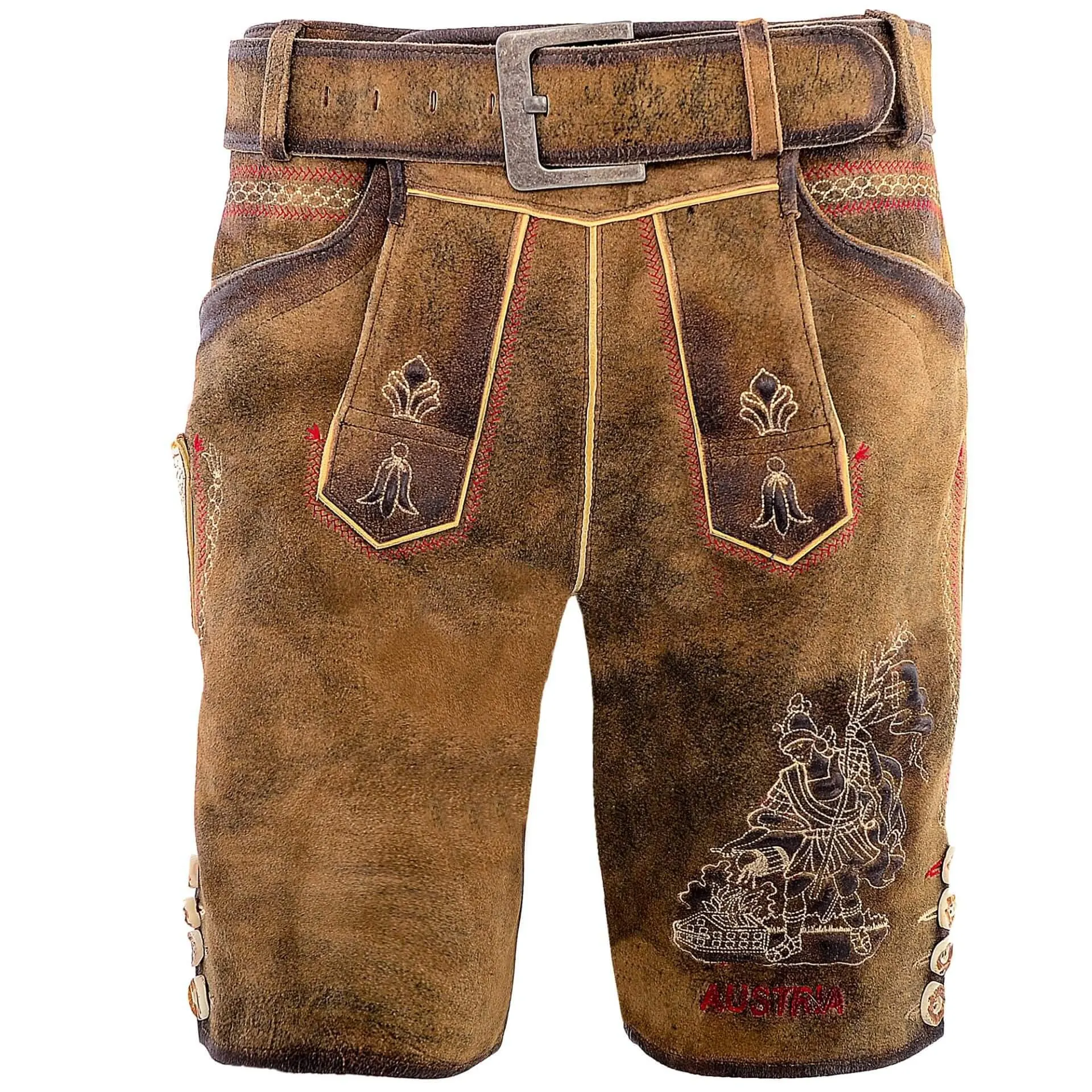 Herren Lederhose "Feuerwehr", Braun