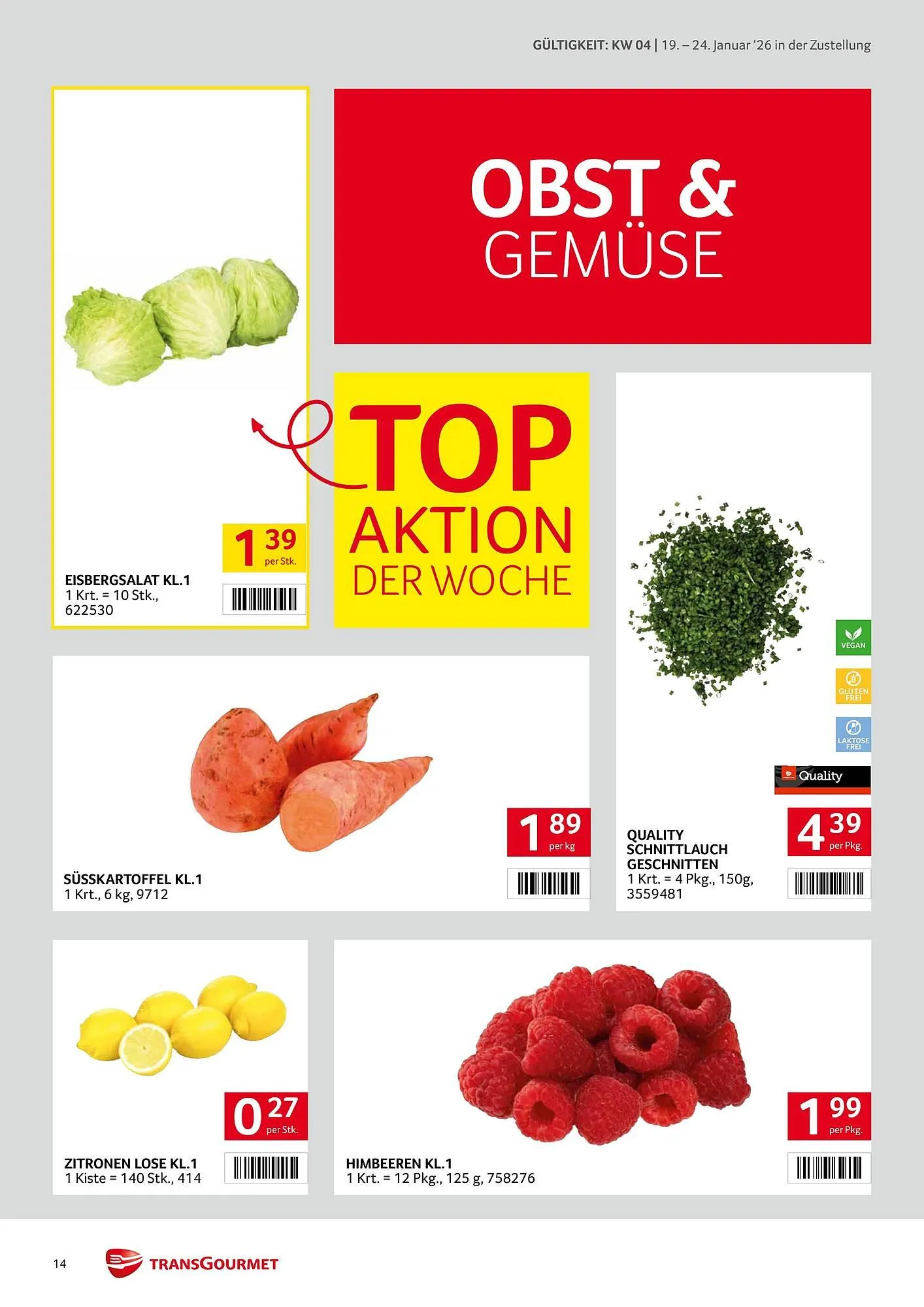 Transgourmet Flugblatt von 19. Jänner bis 24. Jänner 2026 - Flugblätt seite  14