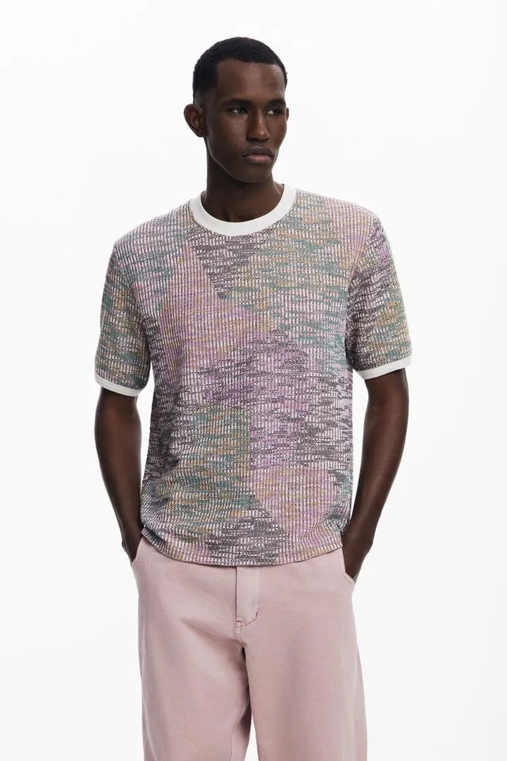 Meliertes Kurzarm-T-Shirt