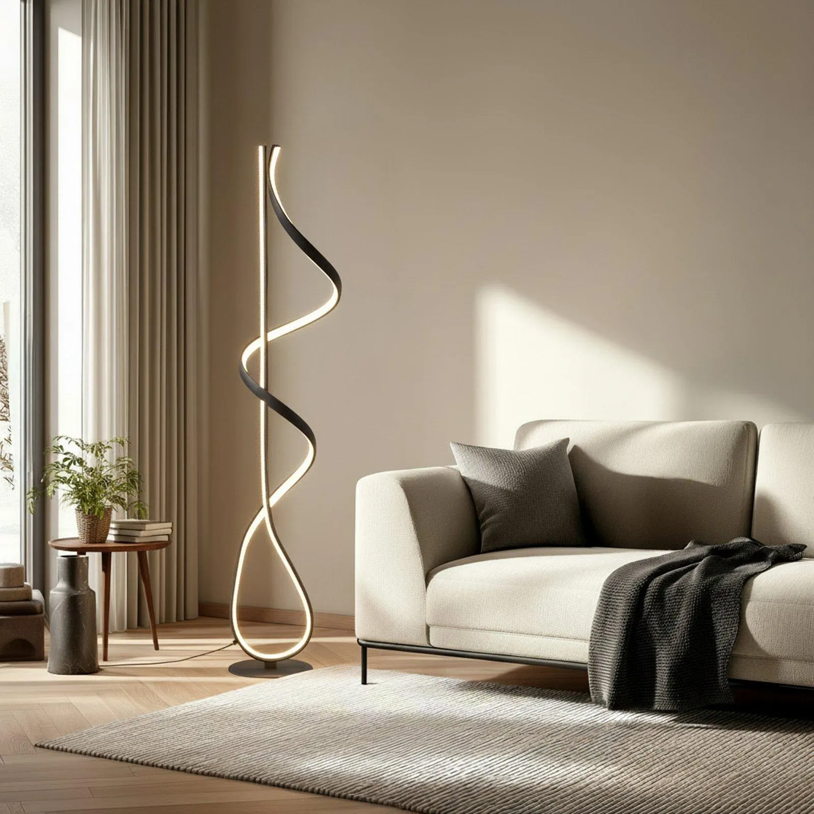 Lucande LED-Stehleuchte Rodado, schwarz, 132 cm, Aluminium