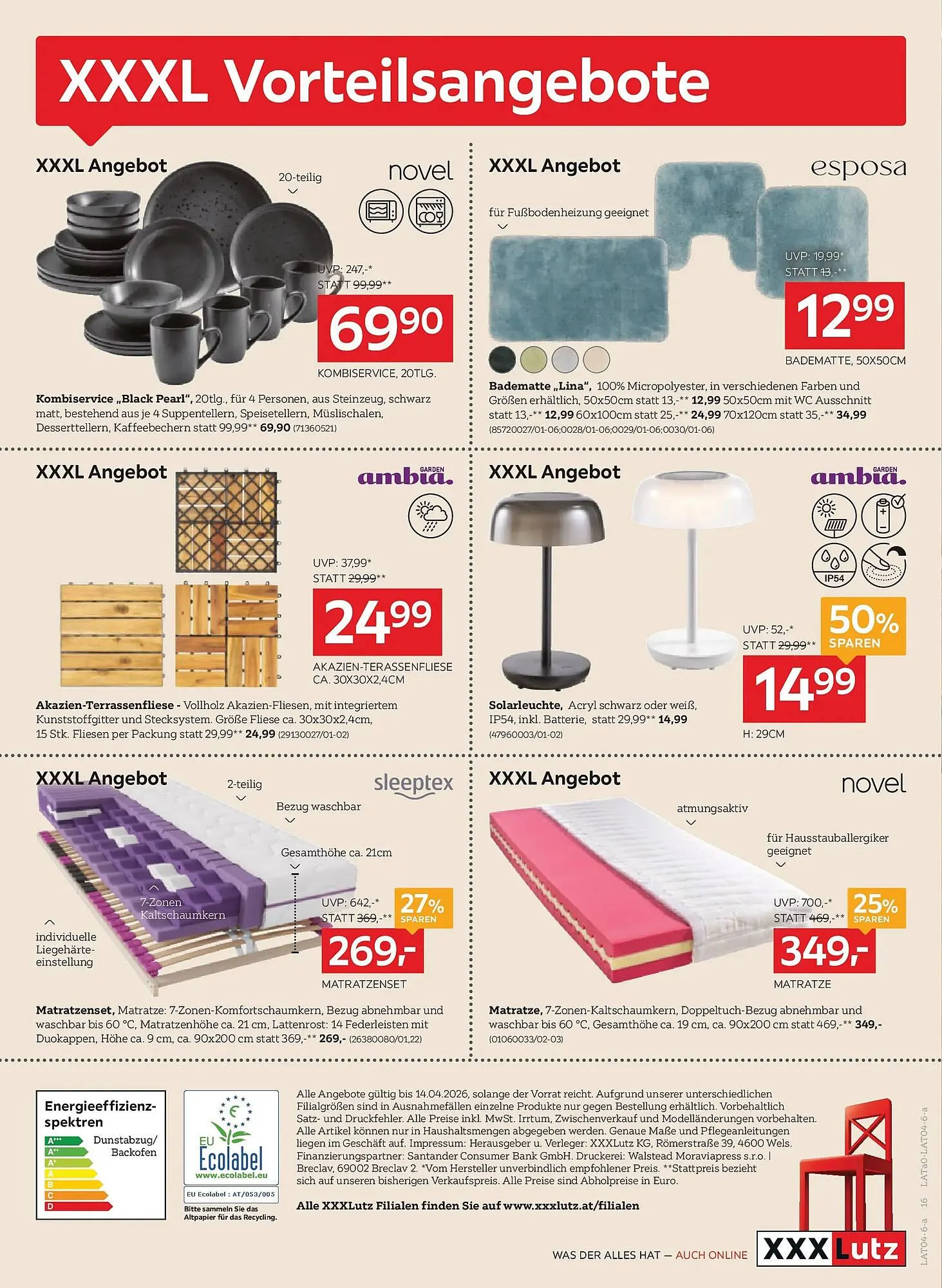 XXXLutz Prospekt von 7. April bis 14. April 2026 - Flugblätt seite  16