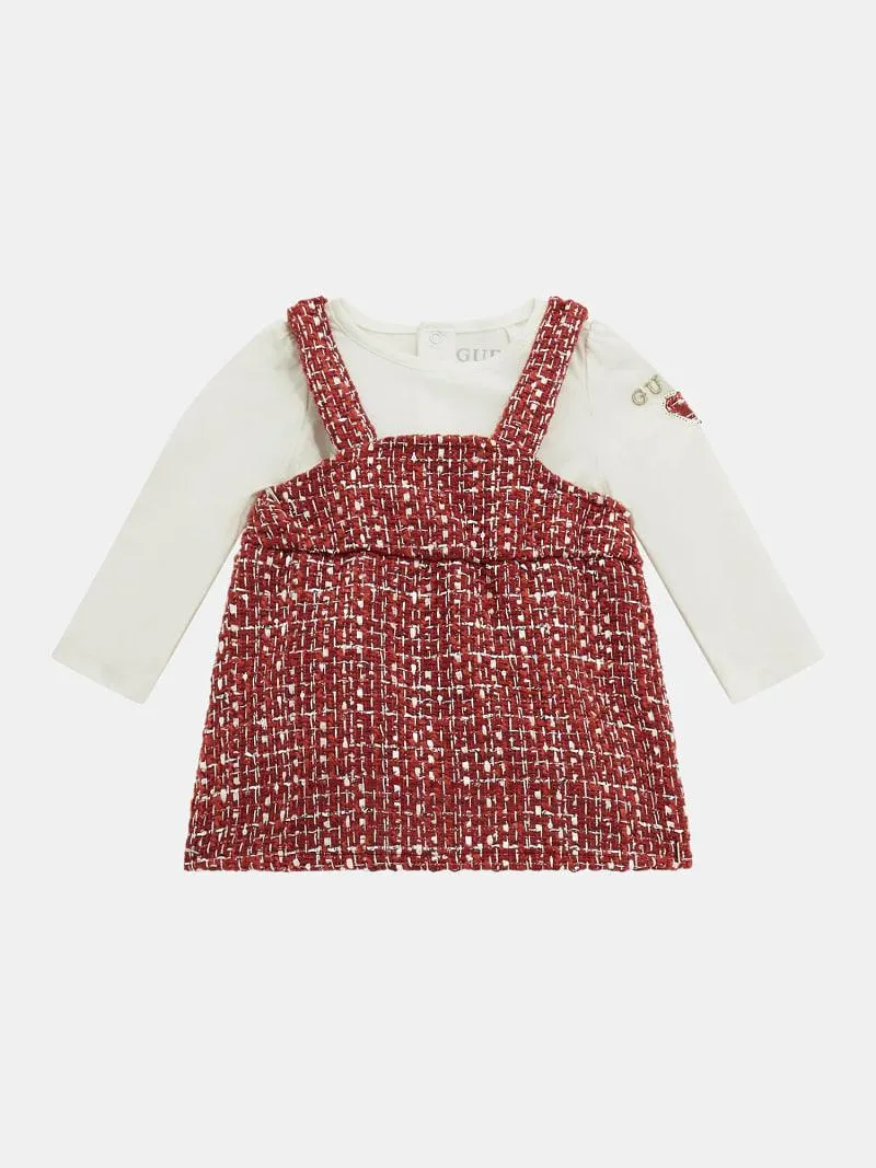 Set Tweed-Latzrock und -Bodykleid