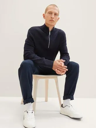 Strickpullover mit Troyer Kragen